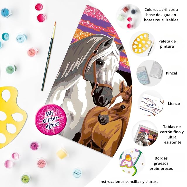 Foto 3 de 7 de Ravensburger - CreArt Caballos al Atardecer, Kit pintar números +9 años