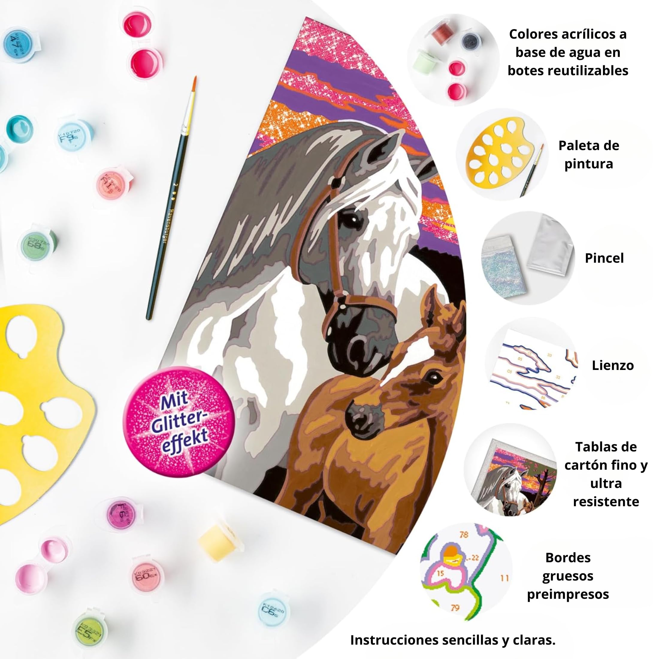 Ravensburger - CreArt Serie D: Ritratto di unicorno, Kit per Dipingere con i Numeri, Contiene Ravensburger - CreArt Serie D: Ritratto di unicorno, Kit per Dipingere con i Numeri, Contiene