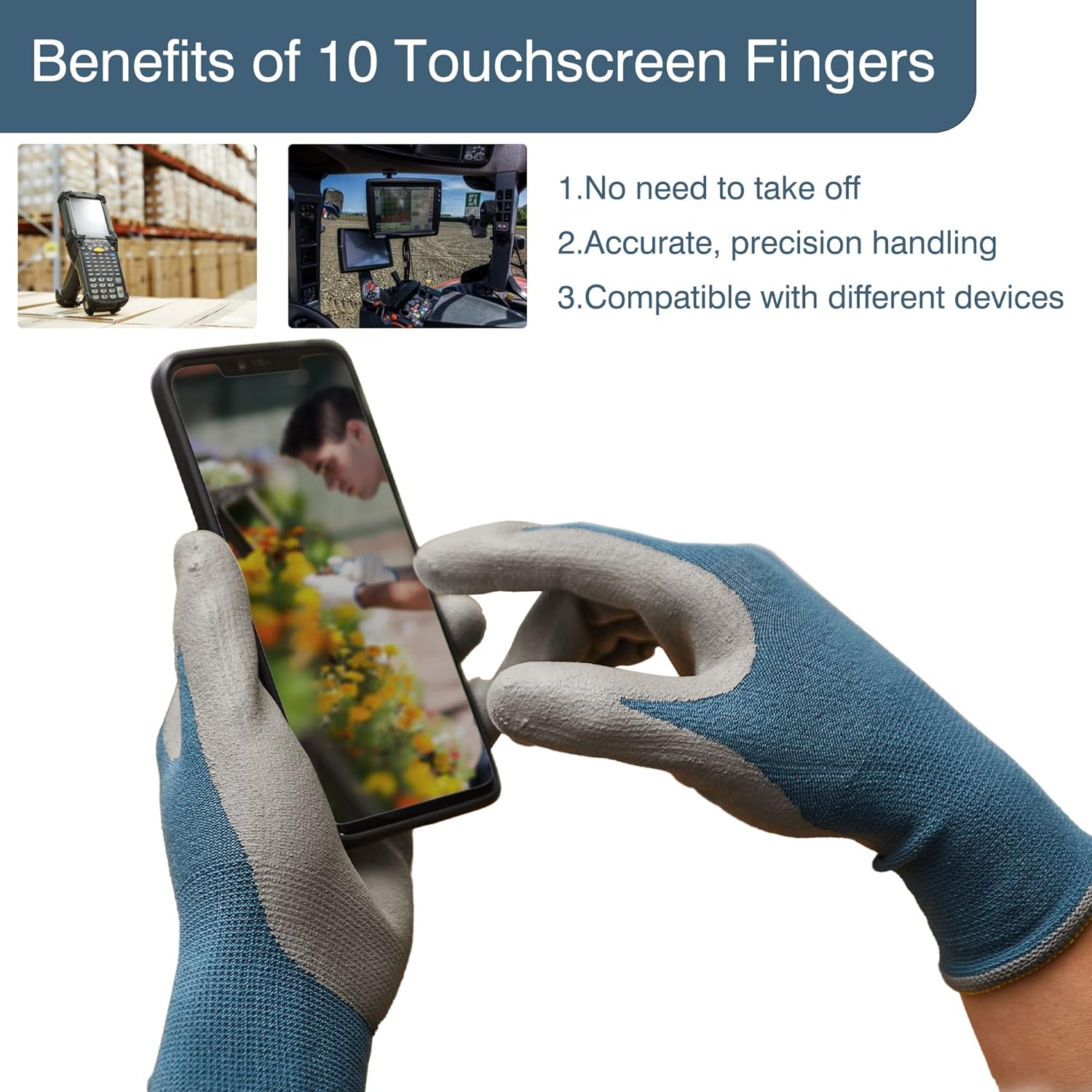 COOLJOB Micro-Foam Nitrile Safety Work Garden Gloves with Touchscreen Fingers, 6 Pairs Lightweight Working Gloves for Men’s Sweaty Hands, Non-slip Coated Grip Fits Most Tasks, Large, Blue & Black