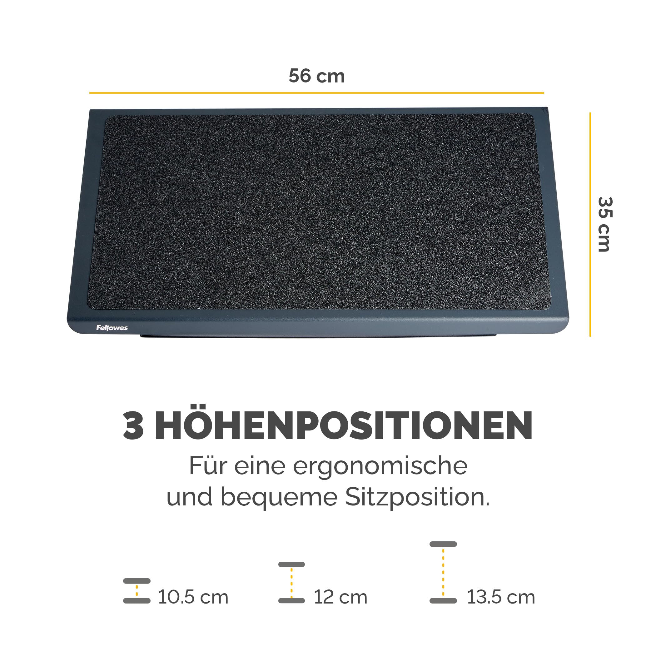 Fellowes 8064101 Fußstütze Professional Series robust verstellbar, extra stabile Stahlkonstruktion, schwarz