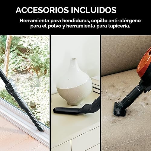 Miniatura 10 de Shark Rocket Aspiradora ultraligera sin bolsa con cable para limpieza de alfombras y suelos duros con dirección giratoria (HV301), gris/naranja