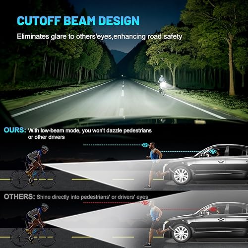 Miniatura 3 de Luces de bicicleta superbrillantes para conducción nocturna, 6 luces LED de bicicleta compatibles con montaje GarminGoPro, juego de faros de