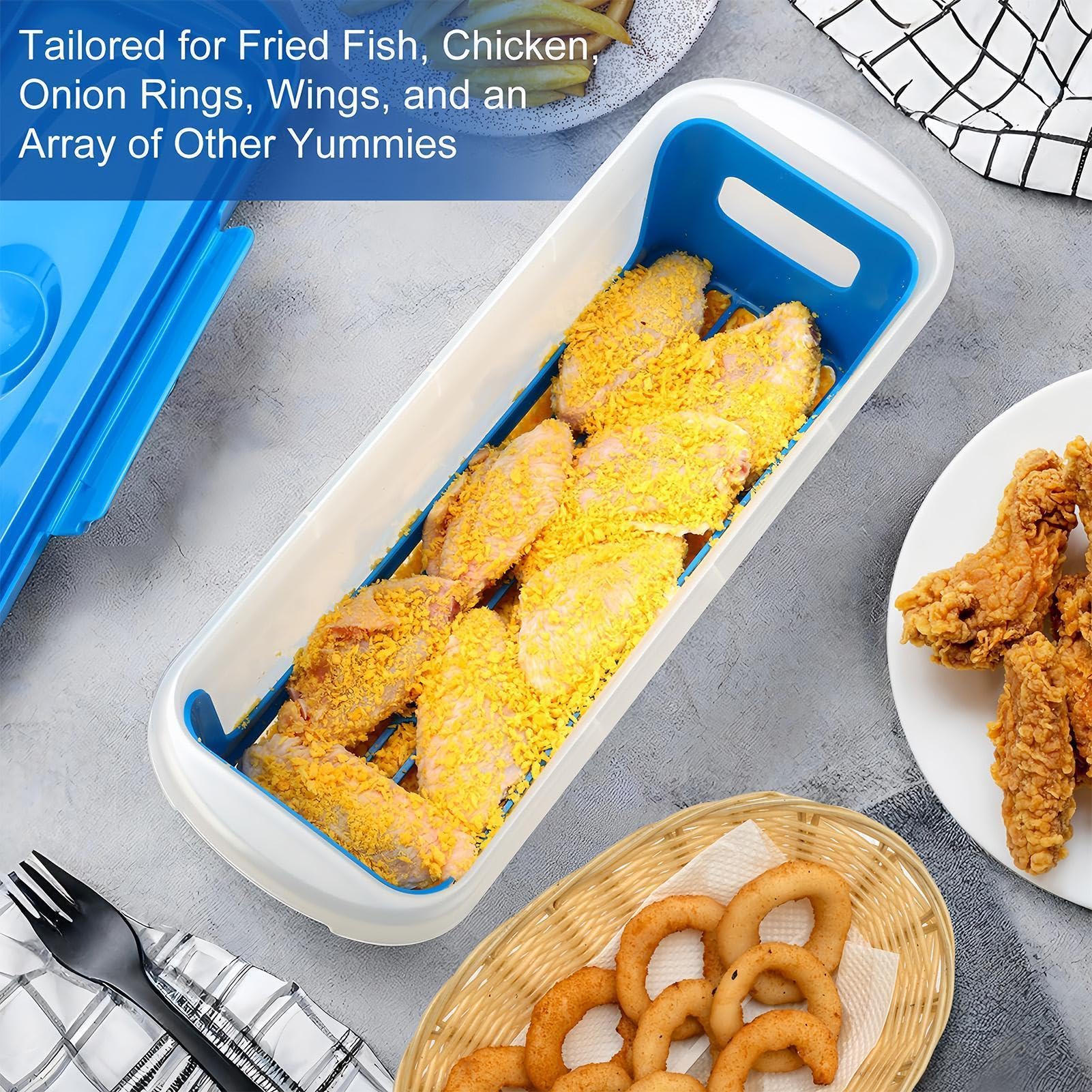 Genérico Bol Agitador Para Empanar Con Tapa 2 Piezas Utensilios Cocina | Tapa Para Cuenco Rebozador Pescado para Alitas Pollo Aros Verduras y Cocina Comedor Restaurante
