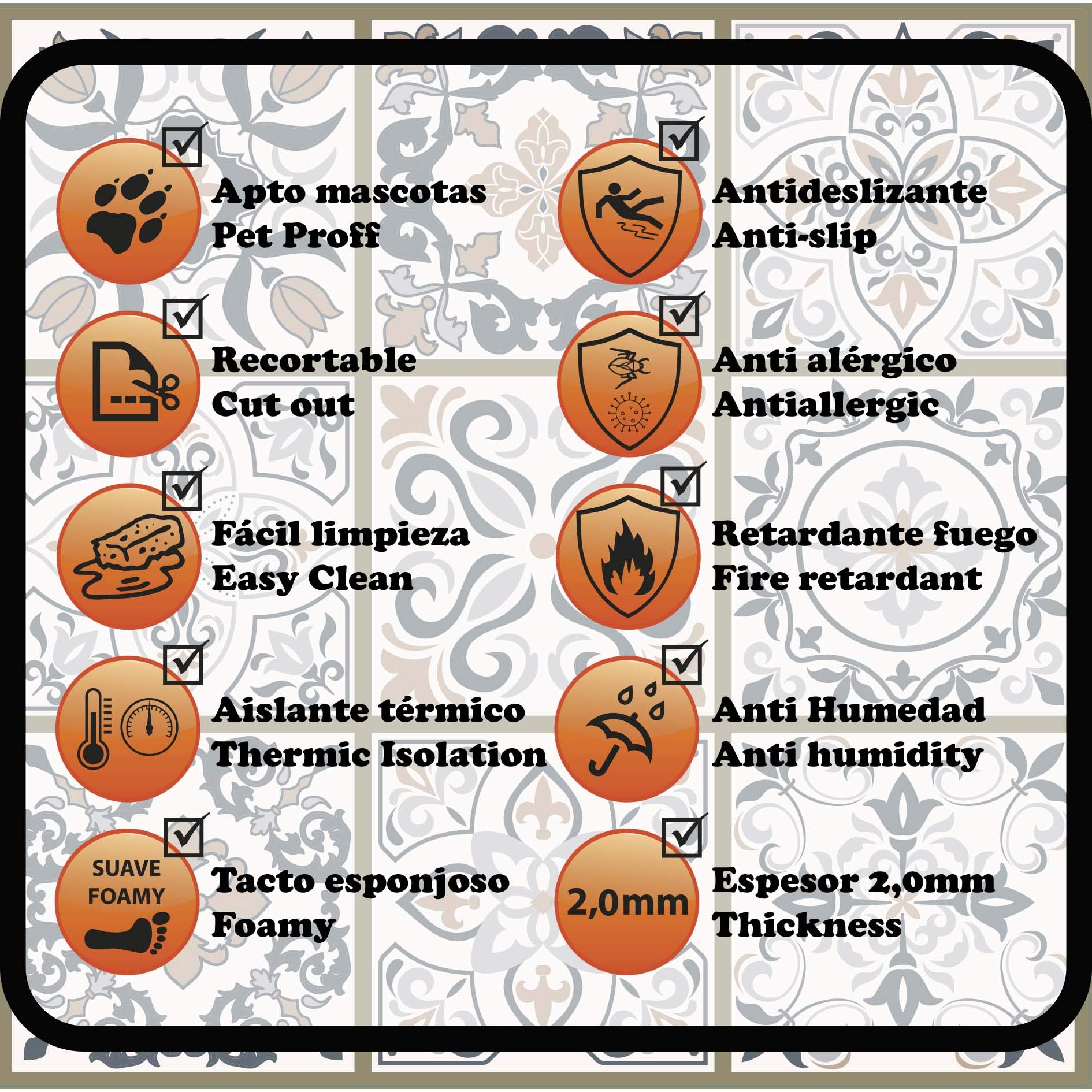 Tapis vinyle antidérapant caoutchouc éponge PVC 300 x 200 cm