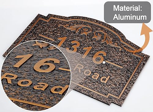 Vista 126 de Placa de dirección personalizada para vivienda con números fundidos de 12 pulgadas para exteriores, placa de identificación de dirección clásico-04