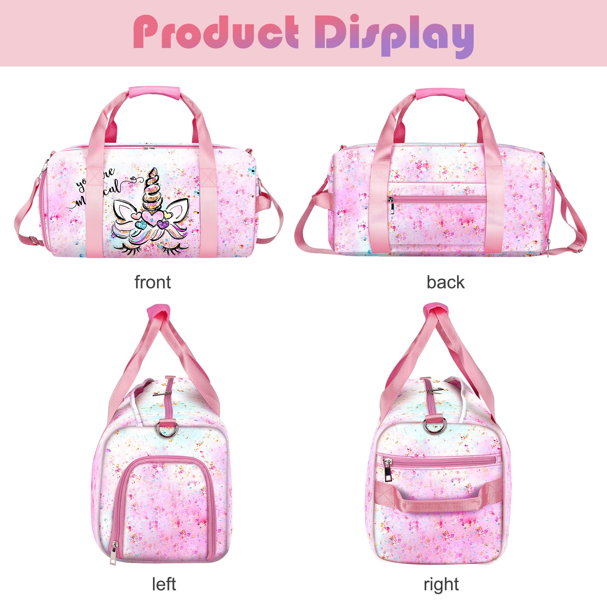 Sac de Sport Enfant,Sac de Danse Fille,Enfant Sac de Voyage avec Compartiment à Chaussures et Compartiment Humide