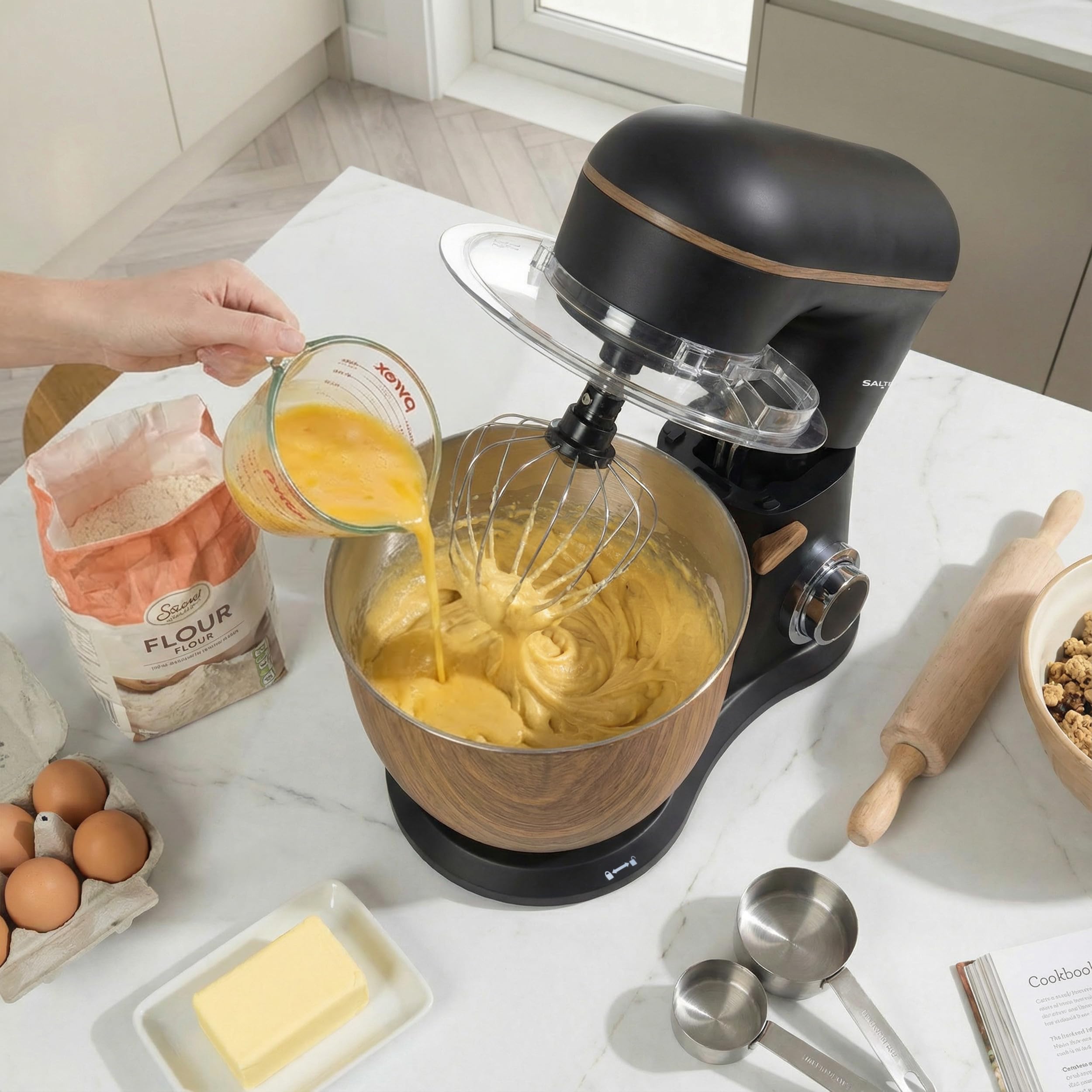 Salter Toronto Impastatrice planetaria, 1300 W, ciotola inox 5 L | 10 velocità, funzione pulse, testa inclinabile, movimento planetario, frusta piatta, gancio impasto, frusta a filo