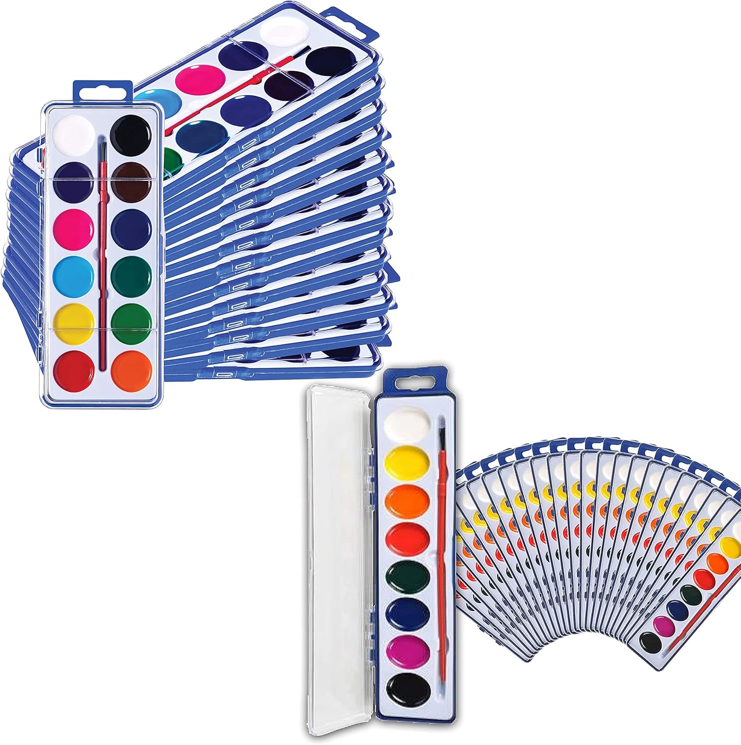 Neliblu Paint Set for Kids Arts and Crafts Projects Set of 24 and 12 NonToxic