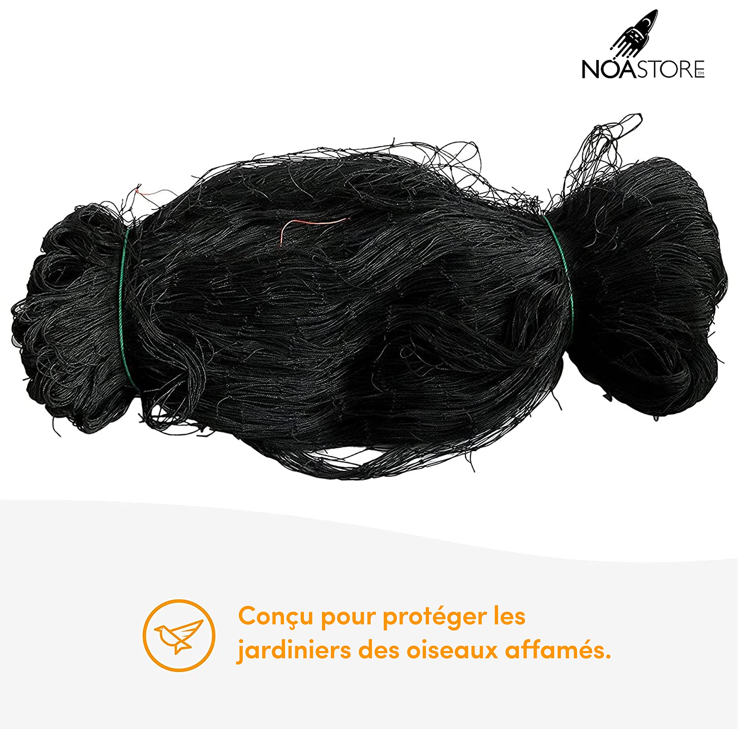 Noa Store Filet en Nylon Anti-Oiseaux [7,6 x 15,2 m] pour Arbres fruitiers, Jardin, Plantes, Arbres, volière et volaille