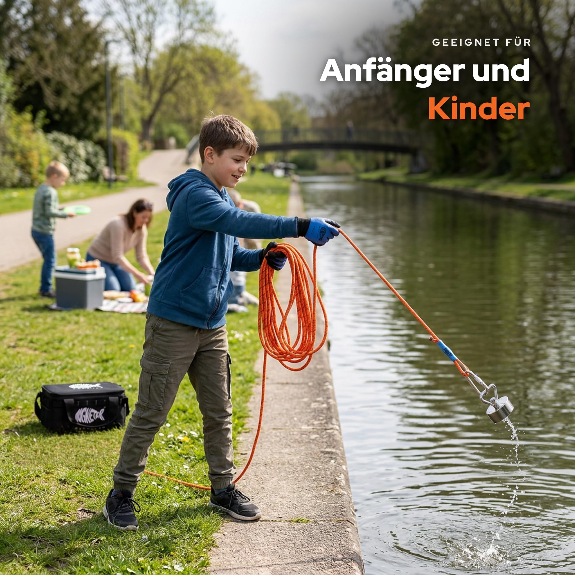 Magnetar - Magnetfischen Set - Allround 280kg Bergemagnet - Magnetangel Paket mit Haken/Seil/Handschuhen/Schutzhülle/Kleber - 360 Angelmagnet zum Magnet fischen