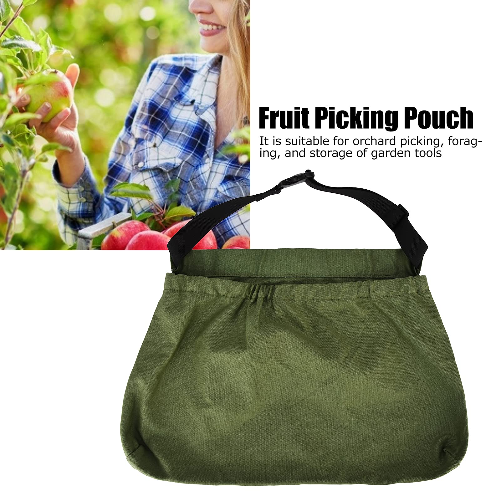 Tiiyee Tablier de Récolte et de Désherbage de Sac de Cueillette de Fruits | Jardiniers Pochette de Rangement de Récolte de Légumes de Grande Capacité pour Aide Agricole(Vert Militaire)