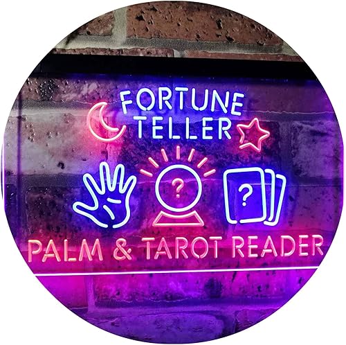 ADVPRO Fortune Teller Palm Tarot Reader - Letrero de neón LED de doble color, verde y azul, 12 x 8.5 pulgadas st6s32-i3118-gb