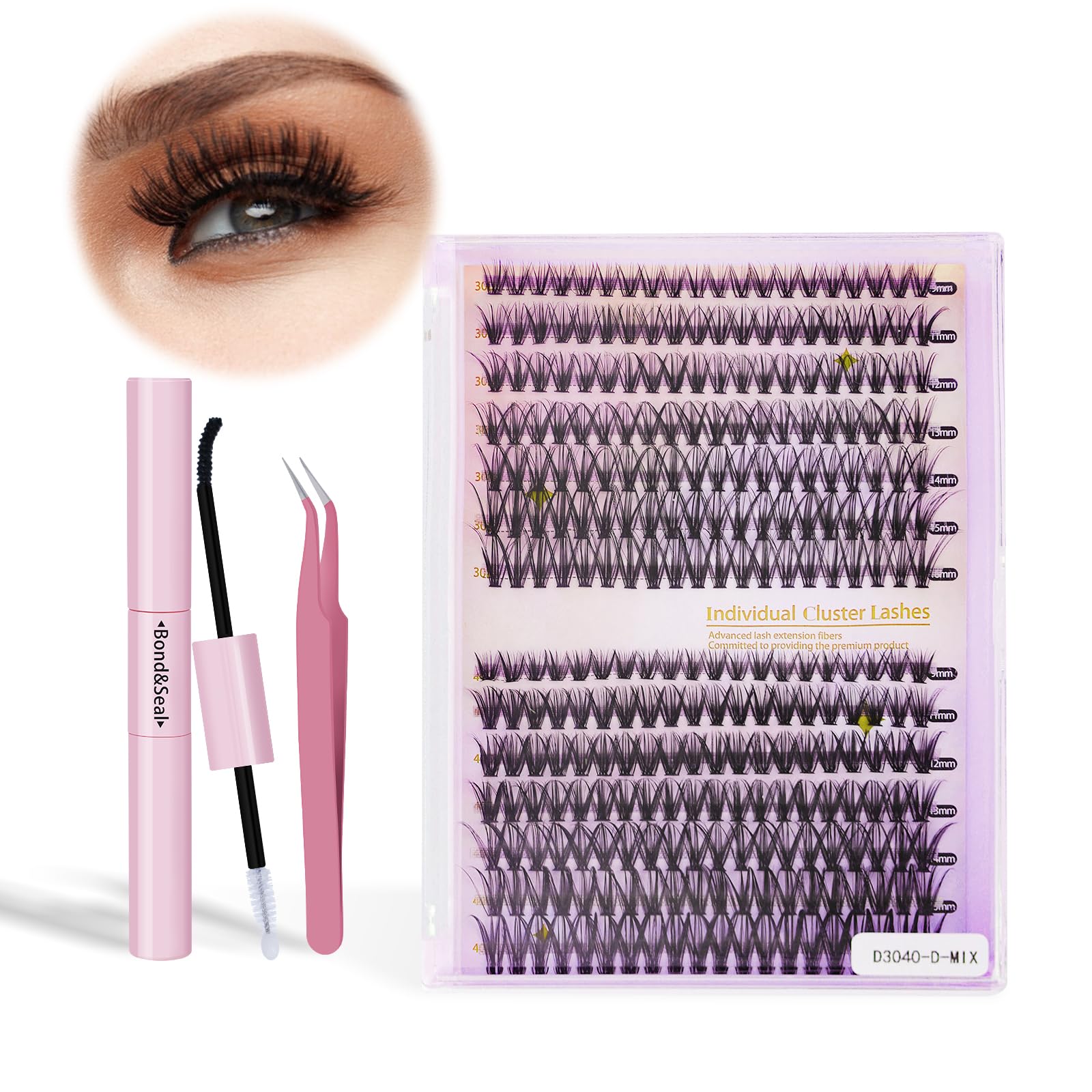 catlinez Pestañas Postizas Esponjosas Exquisitas 30D+40D,Kit Pestañas Pelo a Pelo DIY de 280 PCS Extensiones de Pestañas,Utilizada Para Expandir Las Pestañas y Agrandar Los Ojos