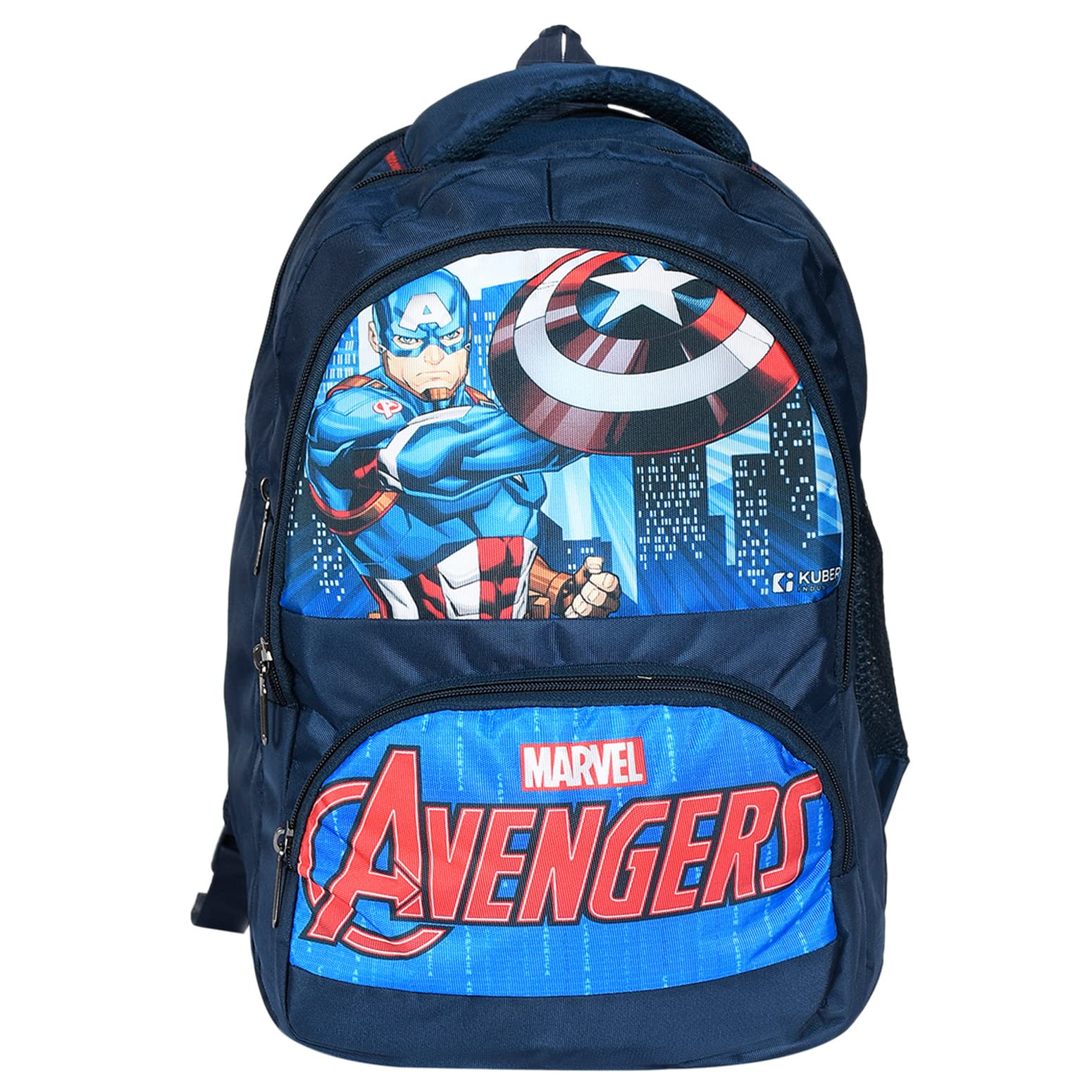 Kuber Industries Marvel Captain America Print School Bag for Kids|Stylish Standard Backpack s for Kids|Rexine Waterproof Shoulder Straps Bag (Blue)-image-13