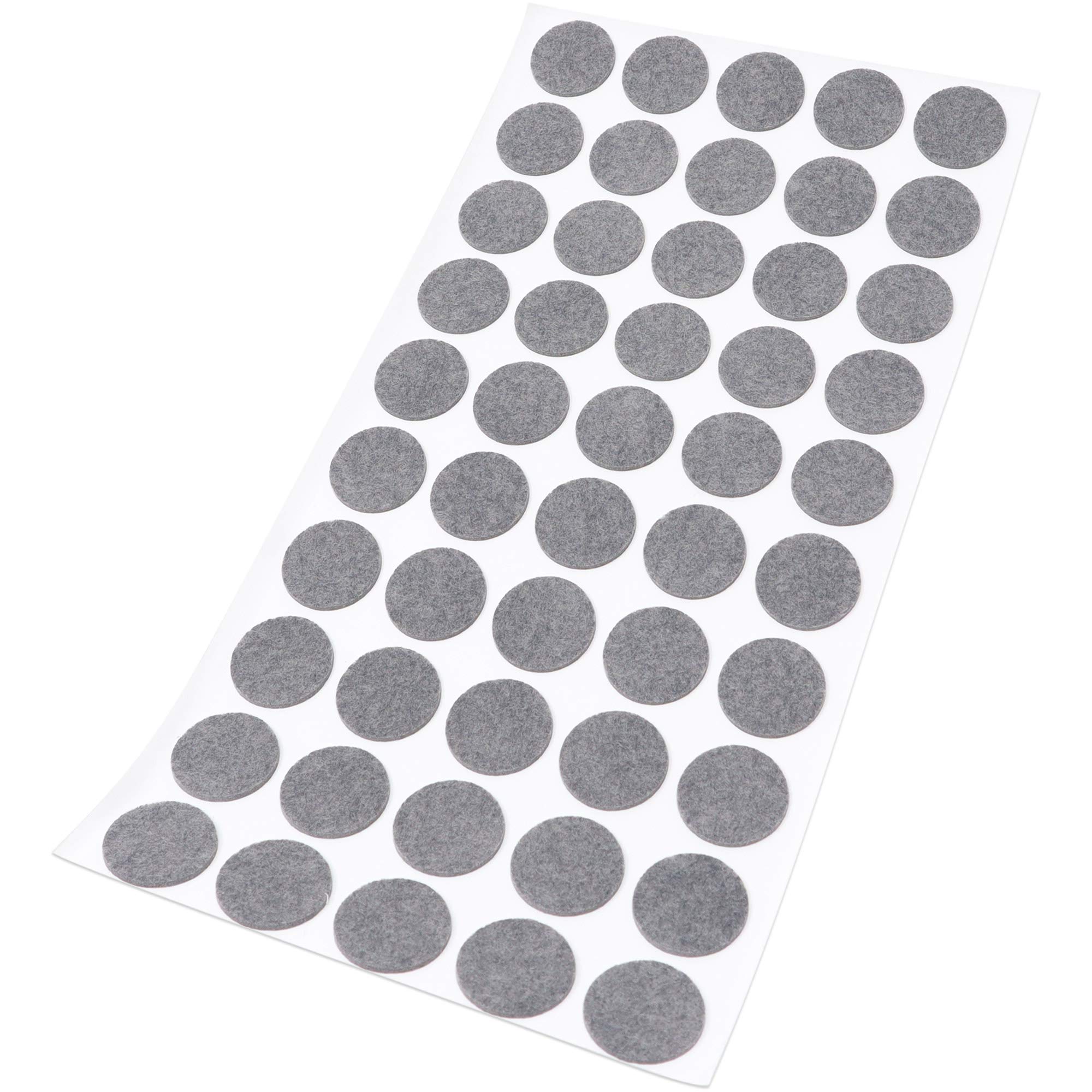 Adsamm® / 50 x self-stick felt pads / Ø 0.79'' (Ø 20 mm) / grey / round / self-adhesive furniture glides with felt thickness of 0.059'' / 1.5 mm
