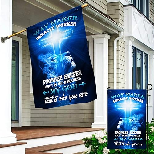 Miniatura 8 de FLAGWIX Banderas estadounidenses patriotas cristianas "Way Maker Miracle Worker", decoraciones para el hogar, 30 x 40 pies para casa, lona