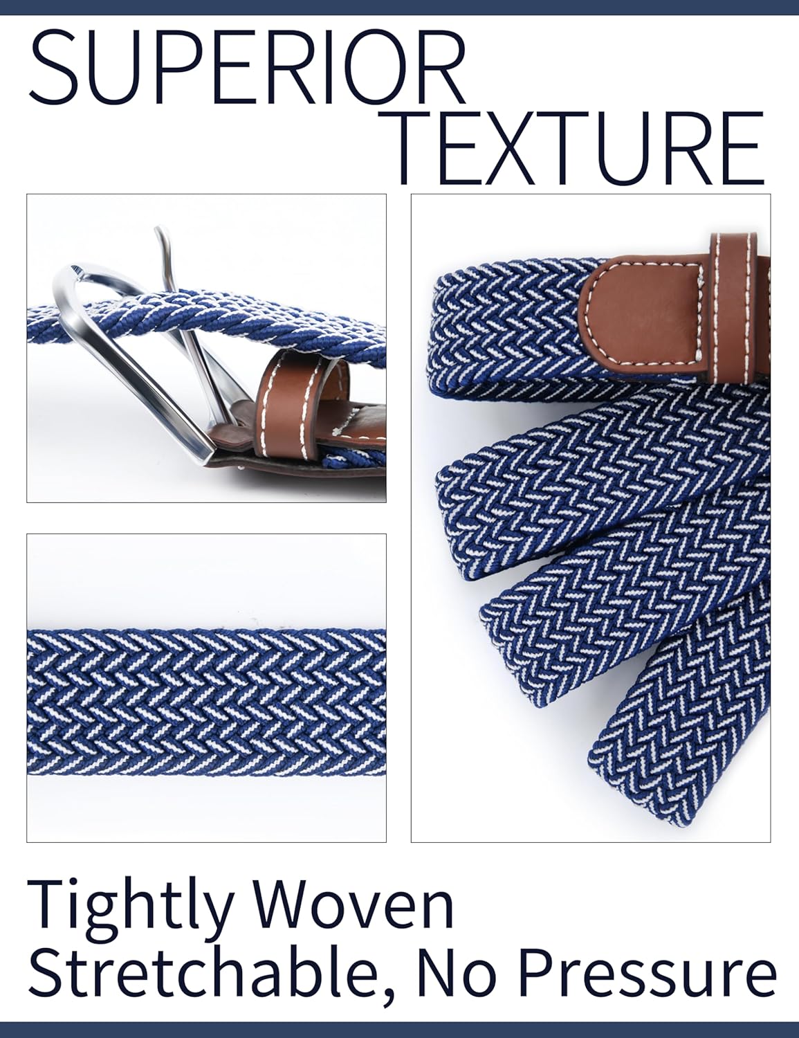 Multicolored Stretch Woven Golf Belt Perfect for Golf, Casual and Sports Attire Elastic Braided Belt for Men and Women - Image 3