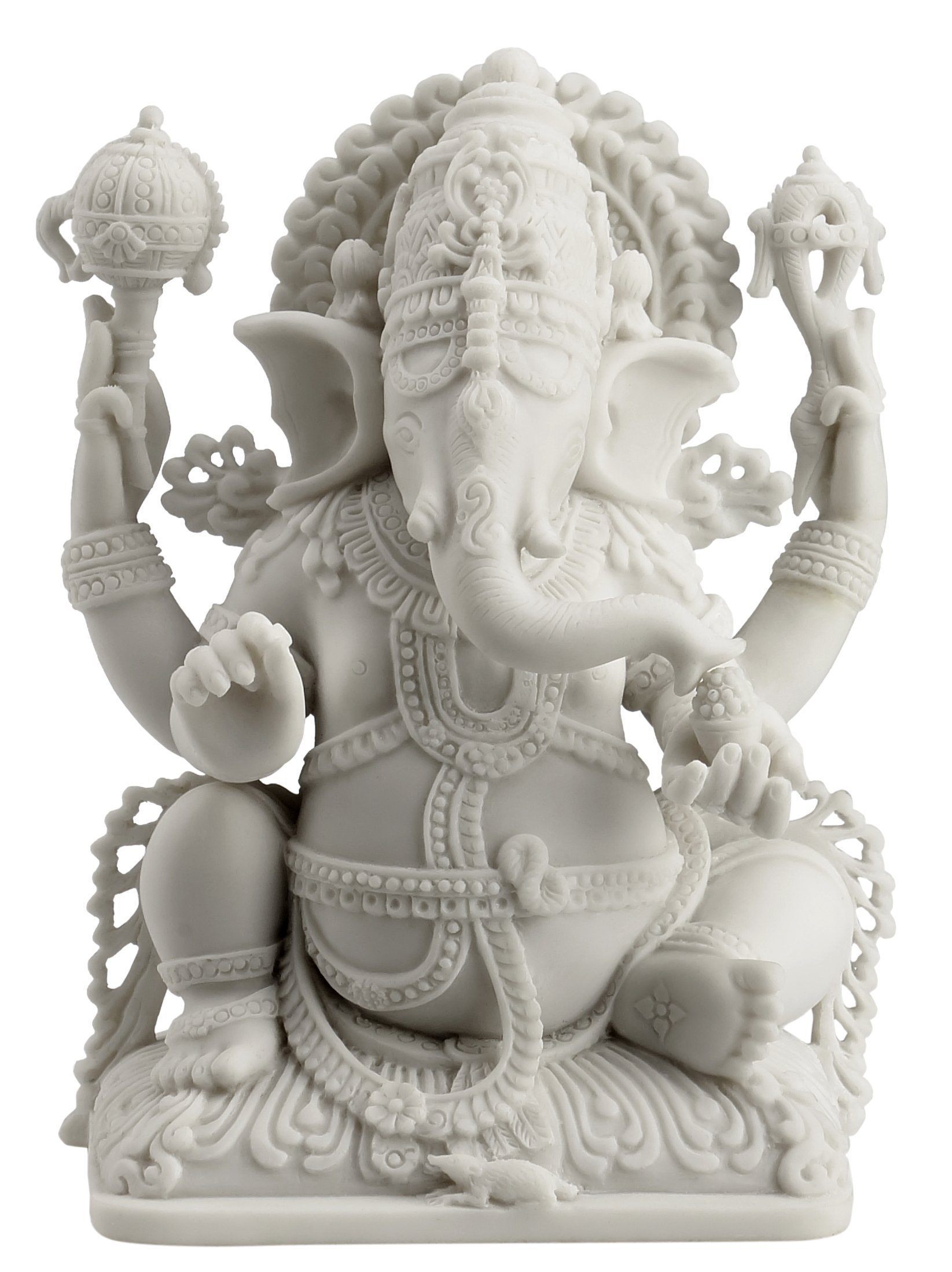 JFSM INC. Rare Ganesh Lord of Prosperity & Fortune Statue White Finish