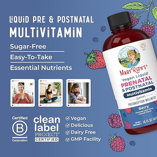 Miniatura 8 de MaryRuth's Vitaminas posnatales y prenatales para mujer, sin azúcar, multivitamínico para mujer para antes de la concepción, embarazo y lactancia,