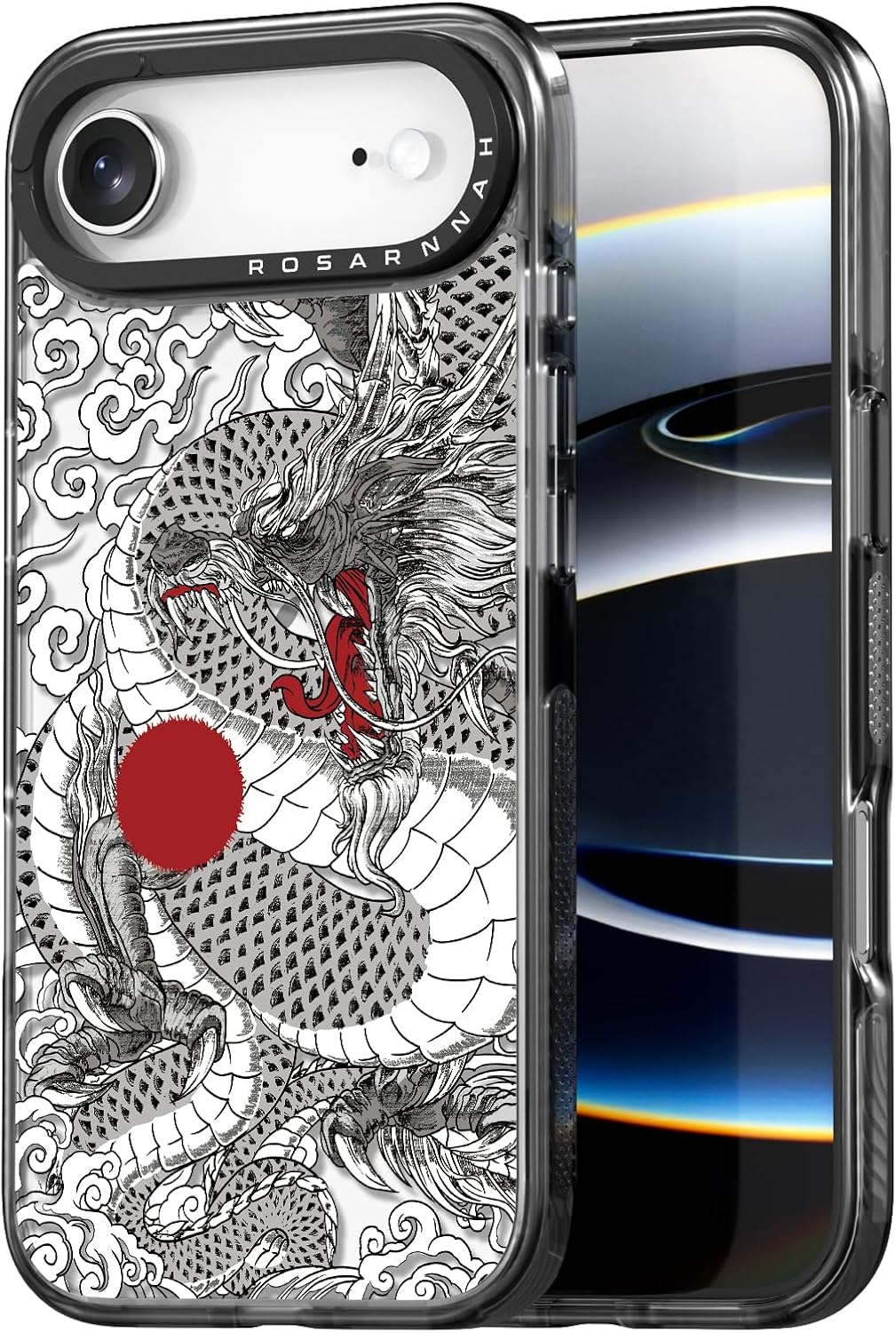 Rosarnnah for iPhone Air Case Cute - Durable Shockproof 6.6 ft Drop Impact Phone Case - Funny Chinese Dragon Design for iPhone 17 Air (6.5") Black