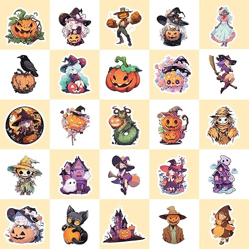 Miniatura 2 de 100 calcomanías con temática de calabaza de Halloween no repetidas para niños, regalos de fiesta de vinilo, impermeables, para fiestas, Halloween,