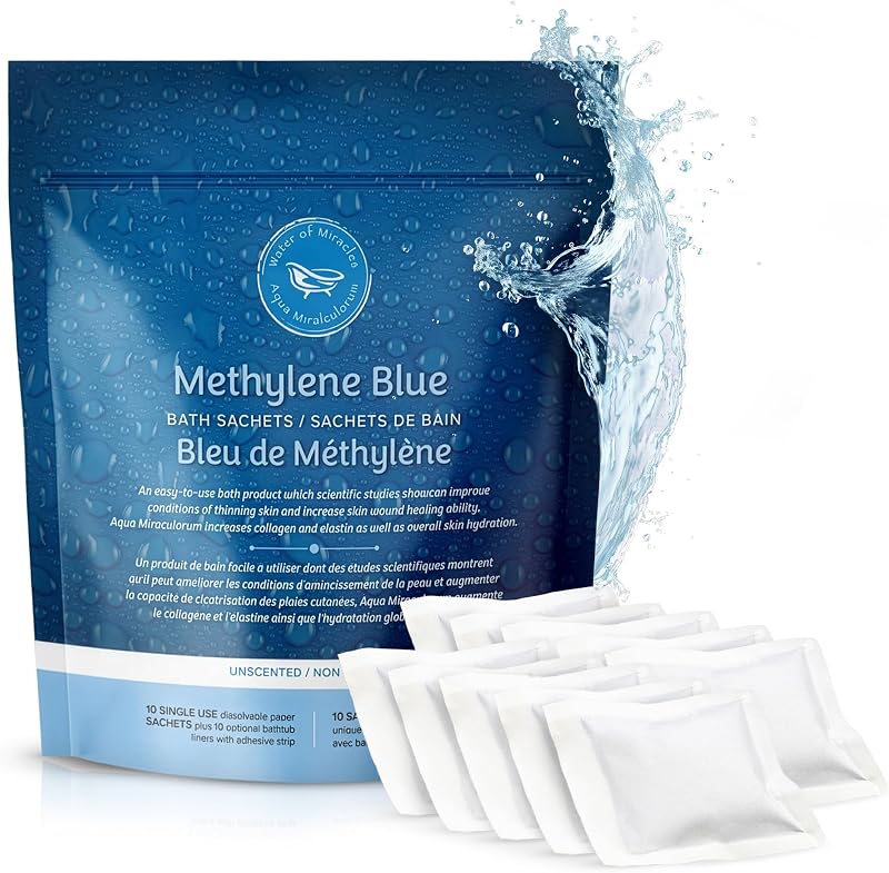 Aqua Miraculorum Sais de Epsom com Azul de Metileno para Banho, Sachês de Grau USP, Pacote com 10