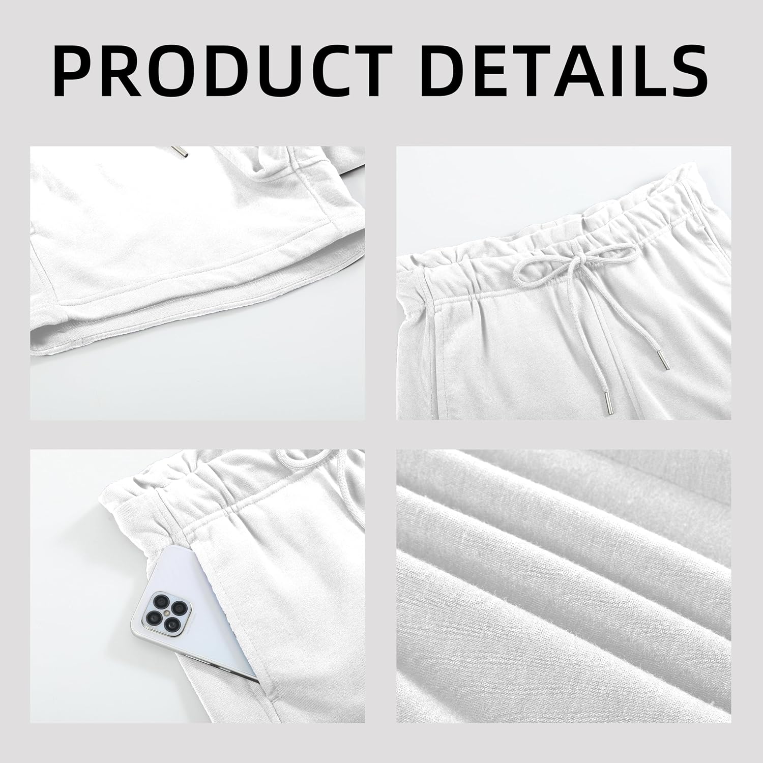 Women's Sweat Shorts Cotton French Terry Drawstring Summer Workout Casual Lounge Shorts with Pockets