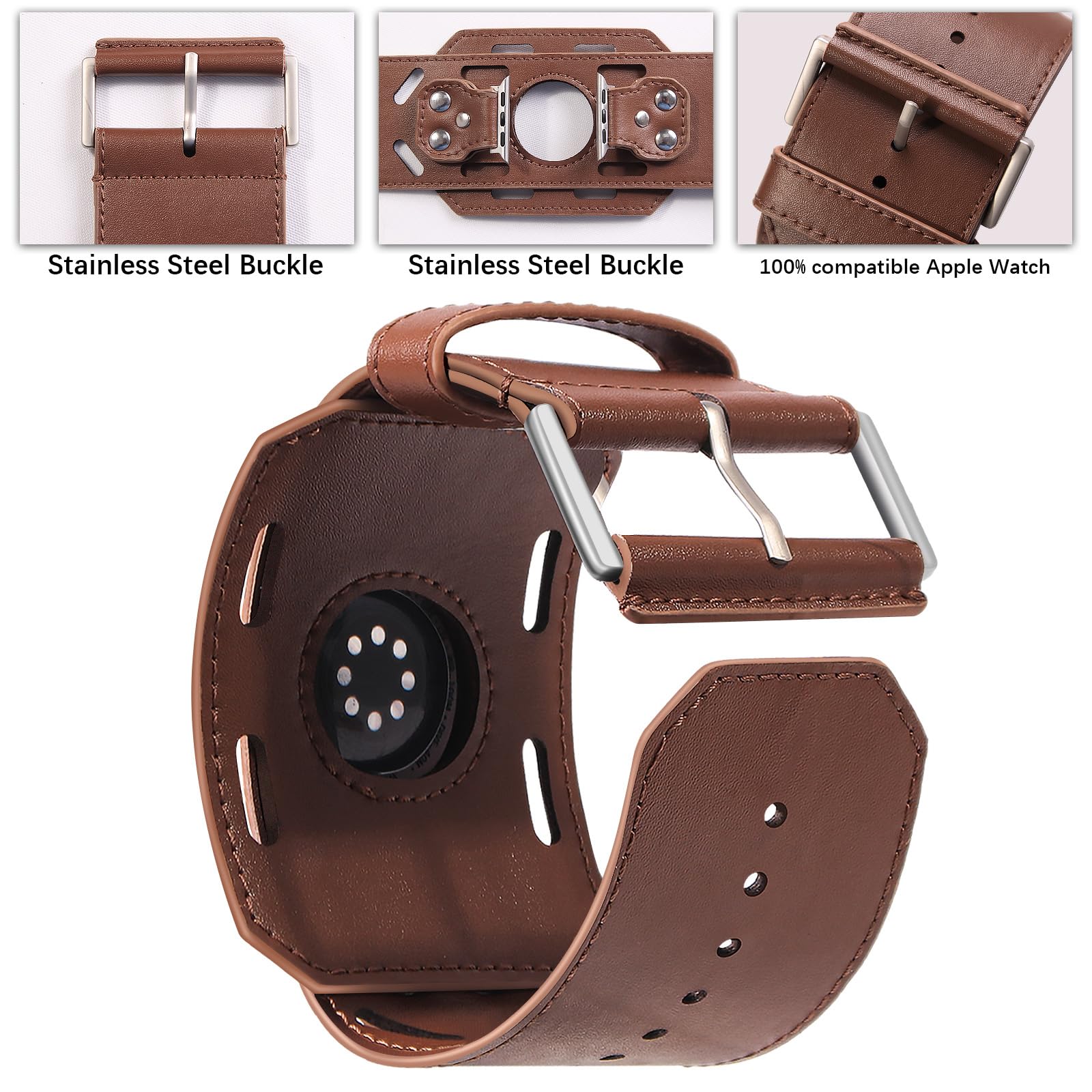 Bracciale in vera pelle per Apple Watch, unisex, per Apple Watch