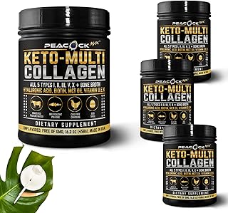 Multi Collagen Protein Powder 16.2 oz (4 Pack) | 5 Types with Bone Broth, Hydrolyzed Peptides, Biotin & MCT Oil, Unflavored Collagen Powder, Supports Skin, Hair, & Nails, Keto Friendly