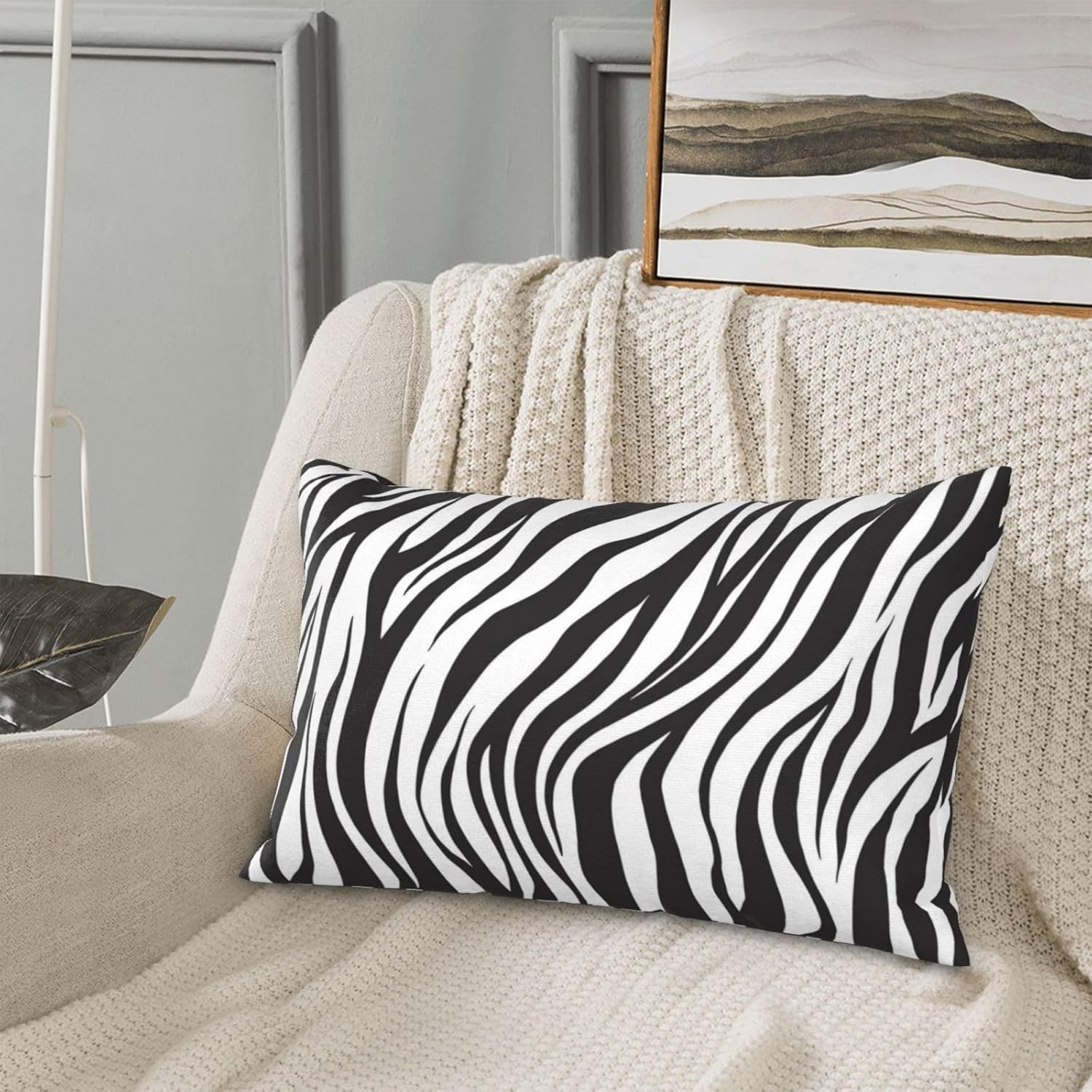 Zebra Print Striped Pillow Cover 12x20 Set of 2,Black and White Throw Pillow Covers Farmhouse Outdoor Pillow Cushion Case for Couch Living Room Bedroom Bed Sofa Modern Home Decor - Image 9