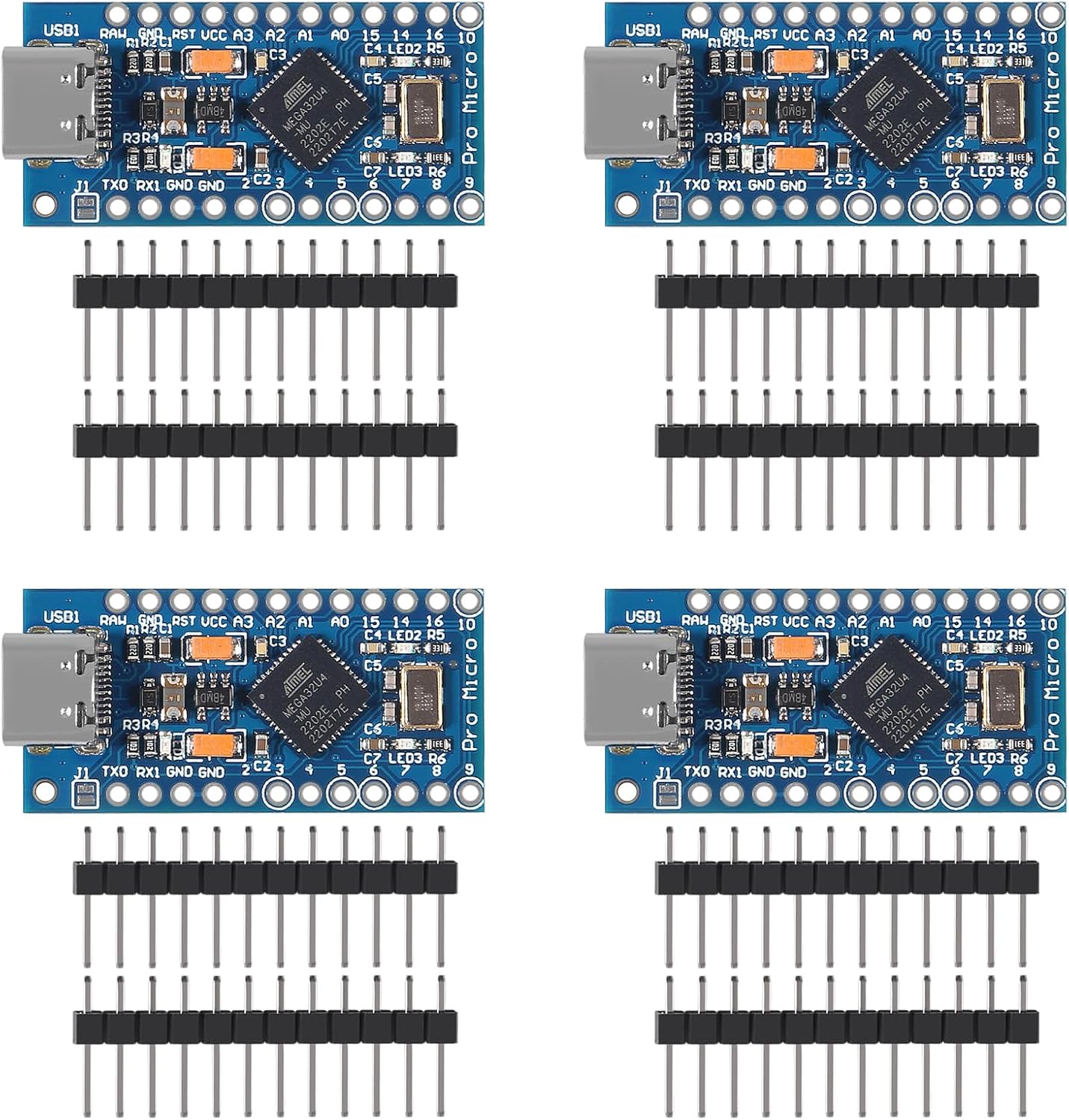 AITRIP Pro Micro ATmega32U4 5V/16MHz Module Board, Replace with ATmega328 Pro Mini Compatible with Arduino with 2 Row pin Header 10pack