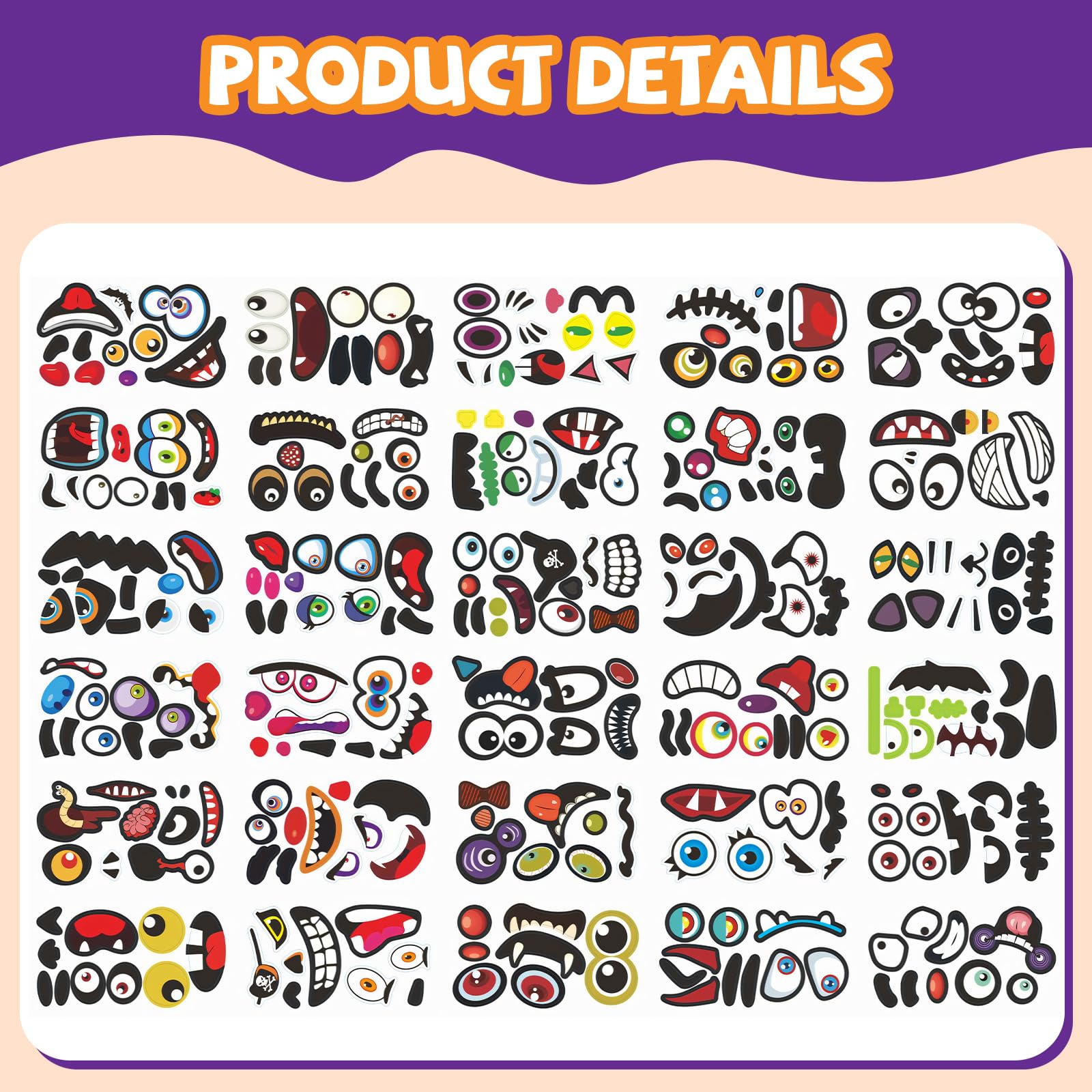 30 Sheets Halloween Pumpkin Stickers Cute Pumpkin Emoticons Pumpkin Face Decorating Stickers Halloween Decorations Trick or Treat Party Favors - Image 3