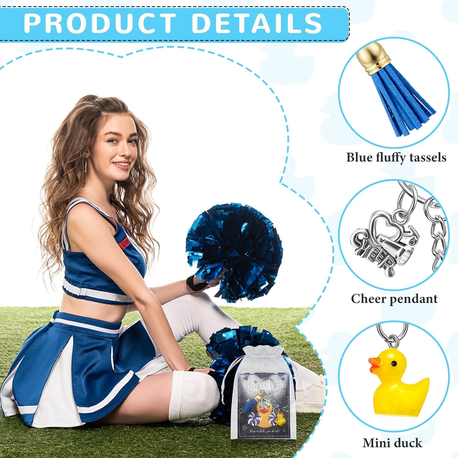 24 Set Christmas Cheer Gifts 24 Duck Keychain 24 Cheer Cards with Bags for Cheerleader Competition Team - Image 3