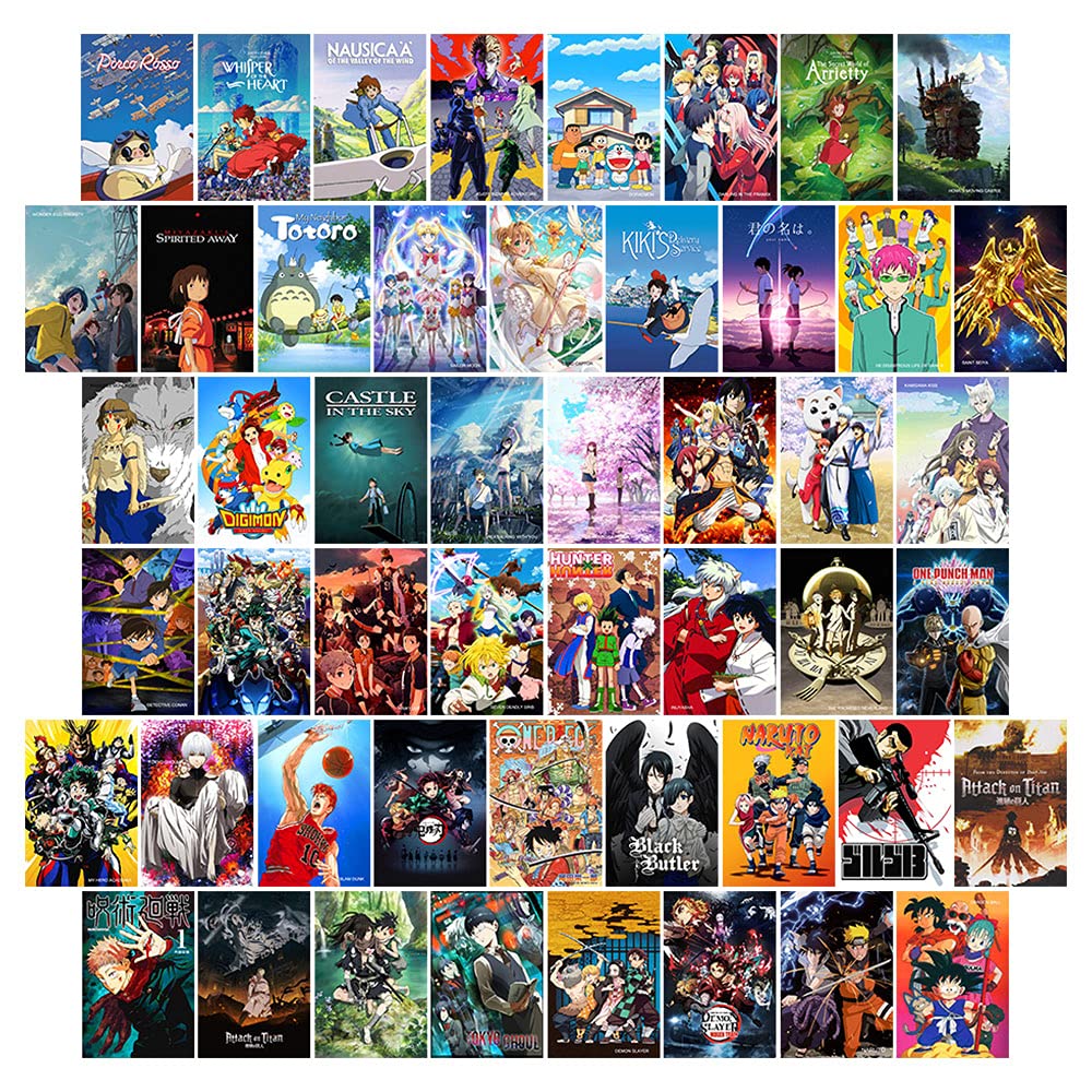 50PCS Anime Movie Poster Aesthetic Pictures Wall Collage Kit, Anime Room Decor for Kids, Girls, Boys, Anime Lovers