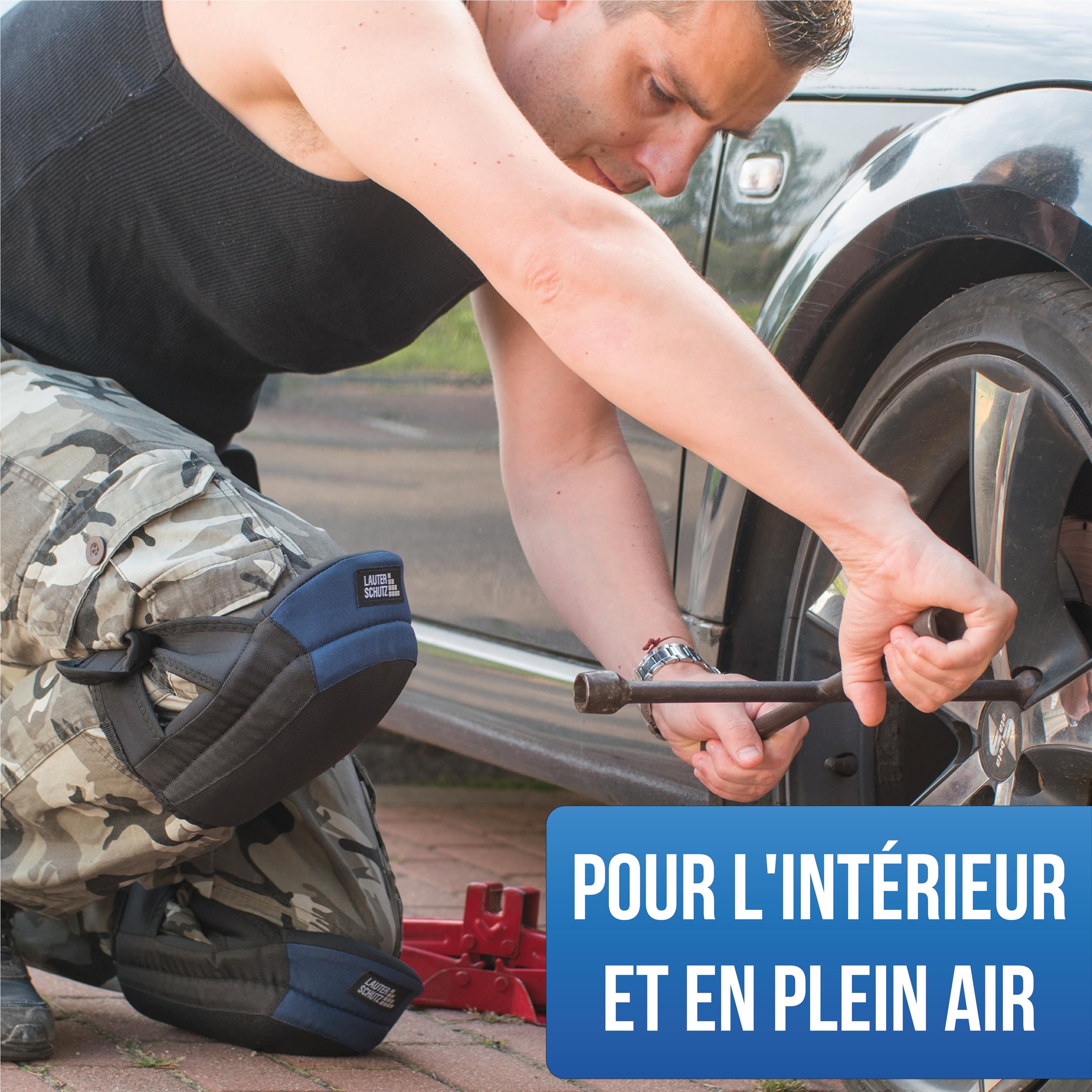 Lauter Schutz® Pro Protège-genoux en gel pour le travail - Poseur de sol et de carreaux [Revêtement antidérapant et double fermeture confortable] pour artisans et bricoleurs [Fabricant allemand
