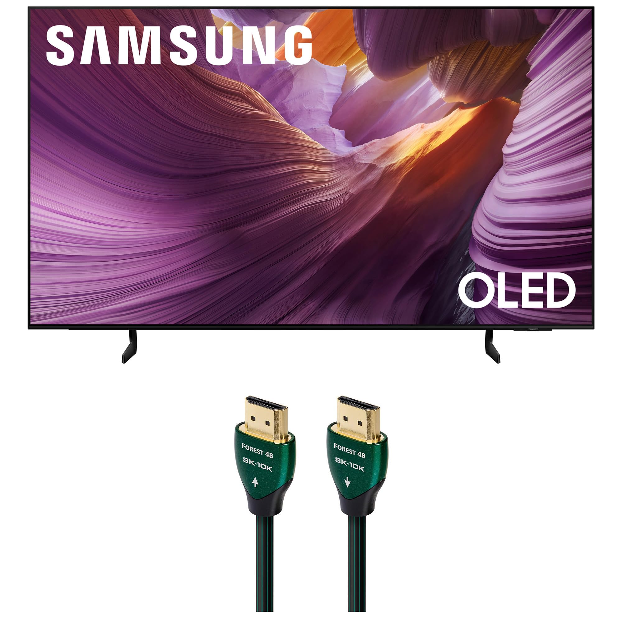 Samsung QN55S85FAFXZA 55 Inch OLED HDR 4K Smart TV with an AudioQuest Forest 1.5M 48G 8K-10K HDMI Digital Cable (2025)