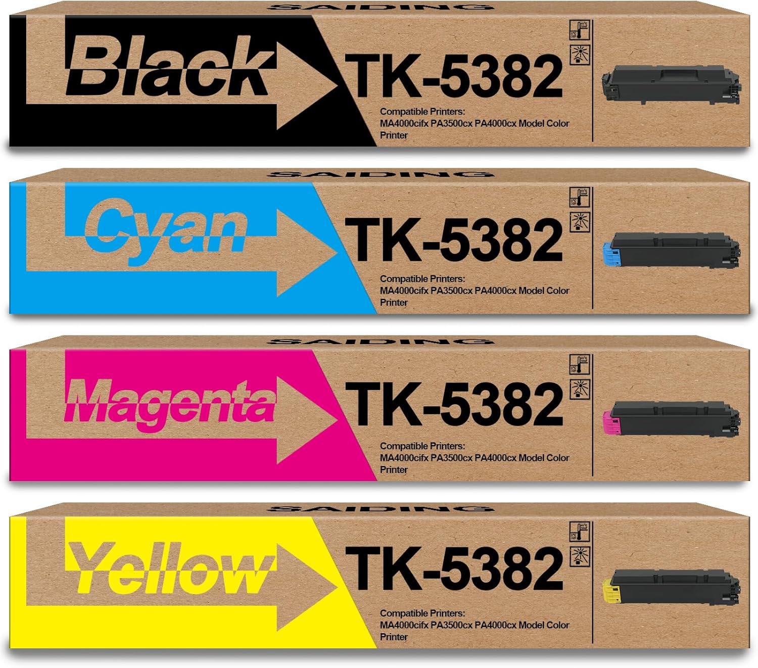 SAIDING TK5382 TK-5382 Toner Cartridge Compatible for TK-5382 Toner with Kyocera ECOSYS PA3500cx PA4000cx MA4000cifx MA4000cix Series Printer(4-Pack)