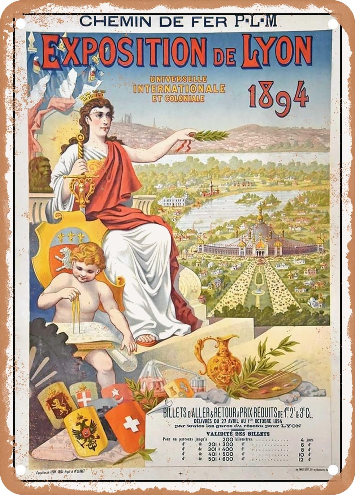 Miaomansenstore Metal Sign - 1894 Plm Exhibition In Lyon, International And Colonial Vintage Ad Home Decor