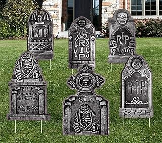 NIGHT-GRING Yard Signs for Halloween Props Yard Stakes Tombstone Yard Sign Stakes for Halloween Decorations Outdoor Lawn Decor 6 Pack Yard Decorations