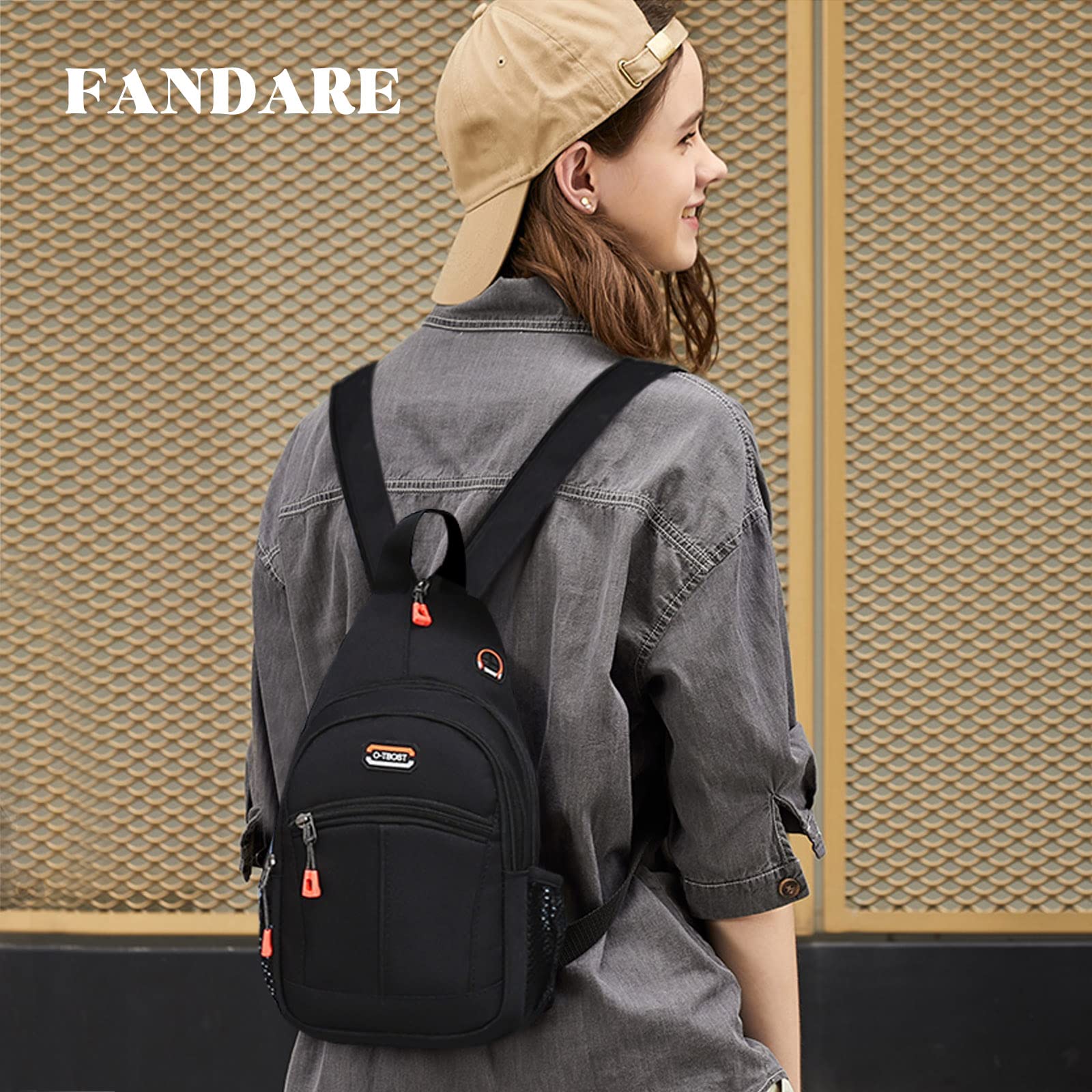 FANDARE Bolsa de Pecho Bolsos Cruzados Mochila Bolsa de Escuela Bolso Hombro Mujer Riñoneras Bolsa Cruzada Bolsos Bandolera Hombres Sling Bag para Ciclismo Escolar Viaje Senderismo Crossbody Bag