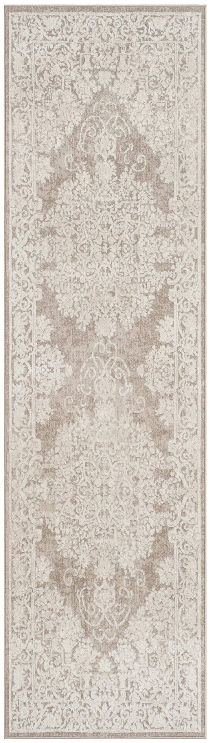 SAFAVIEH Reflection Collection Runner Rug - 2'3" x 12', Beige & Cream, Non-Shedding & Easy Cleaning, Ideal for Living Room, Bedroom (RFT664A)