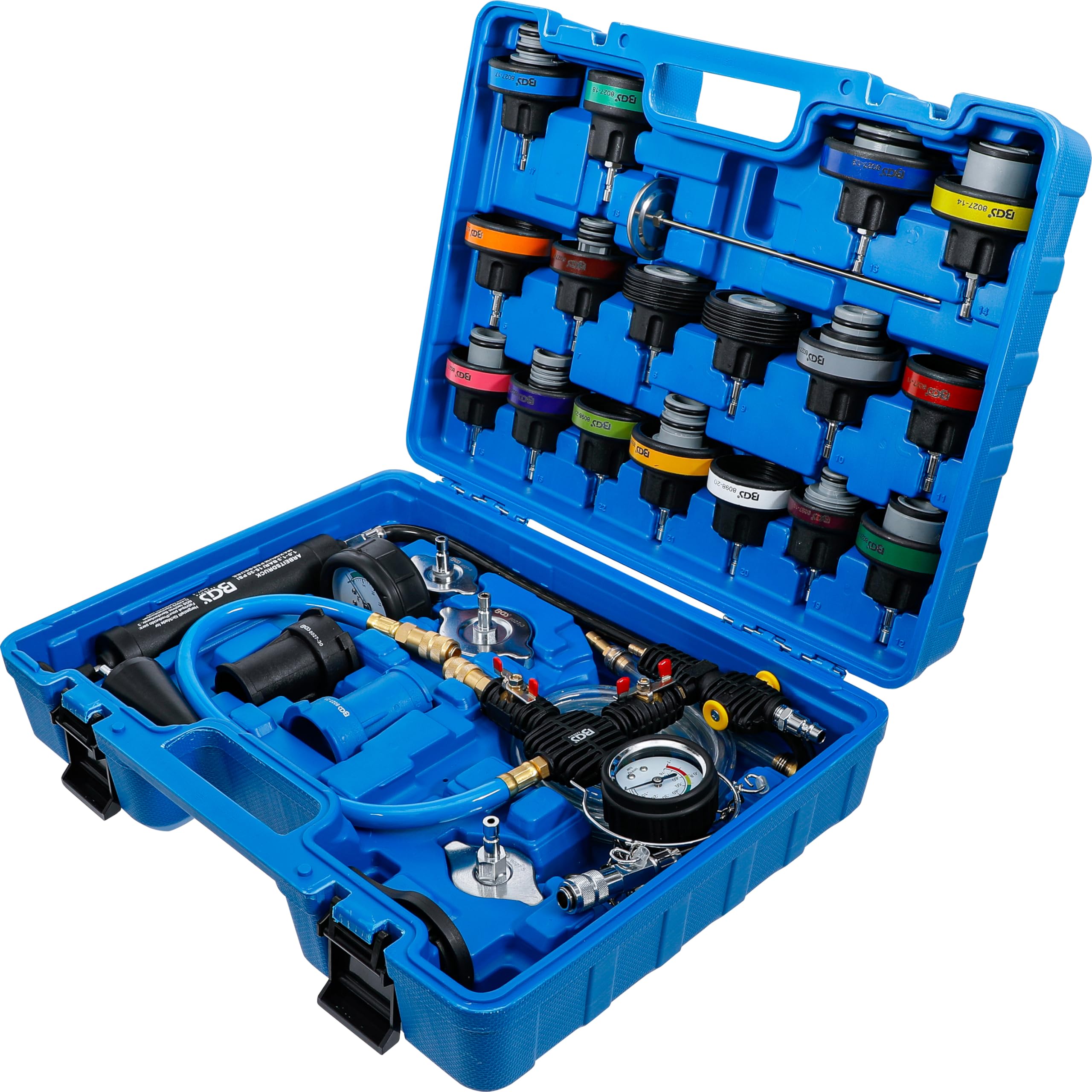 BGS 8098 | Set per test pressione sistemi di raffreddamento | incl. strumenti di riempimento | 28 pz.