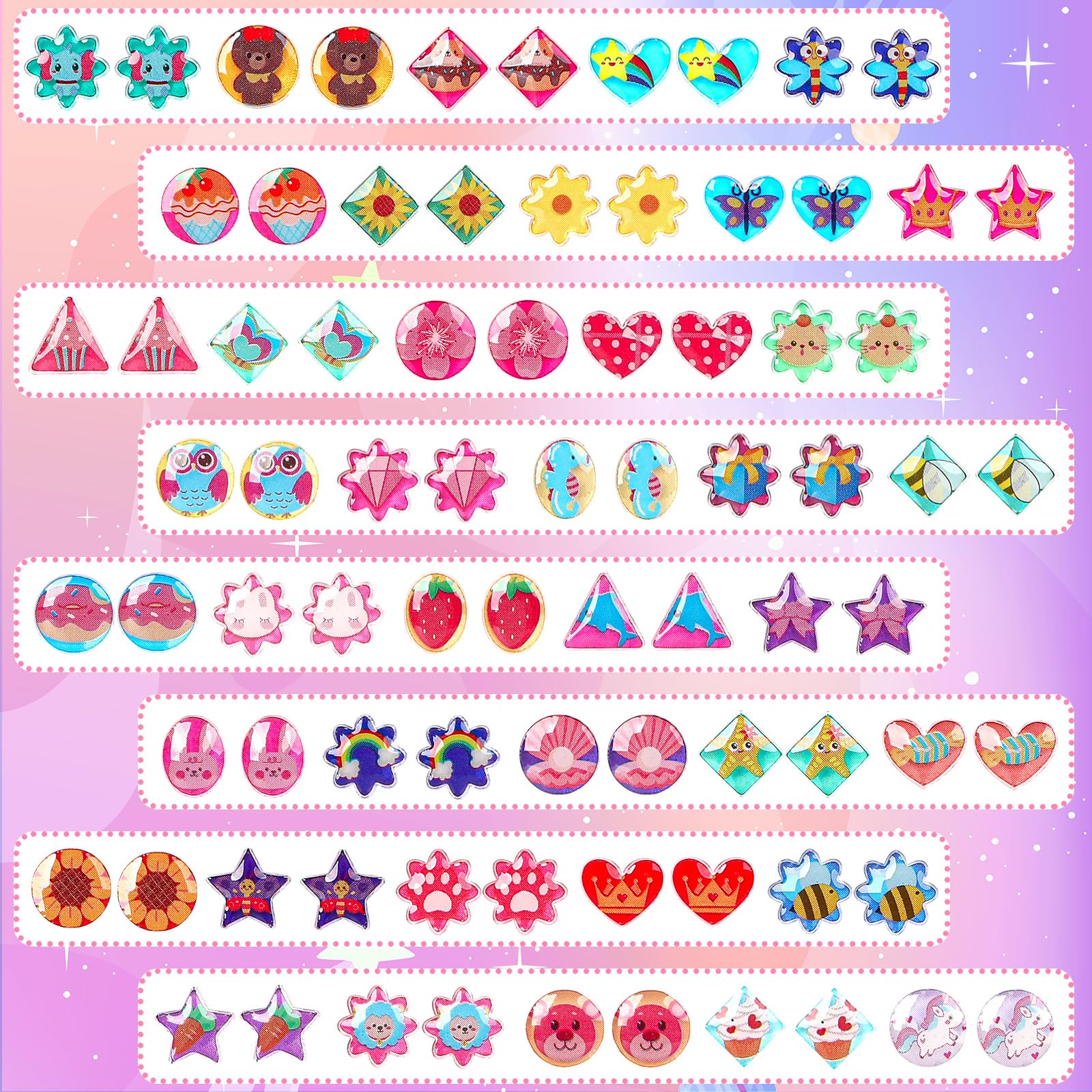 240 Autocollants Boucles D'Oreilles AUGSUN - Paillettes 3D Pour Filles, Sans Percing, Idéal Pour Fêtes Et Jeux