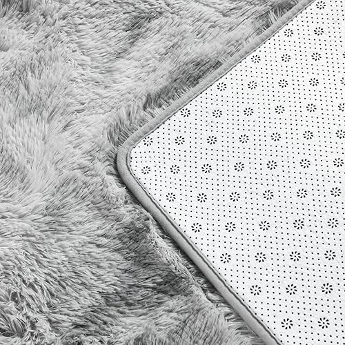 Miniatura 6 de Alfombras grandes de felpa de 8 x 10 pulgadas, alfombras peludas de felpa teñidas para sala de estar, alfombras peludas ultra suaves y esponjosas