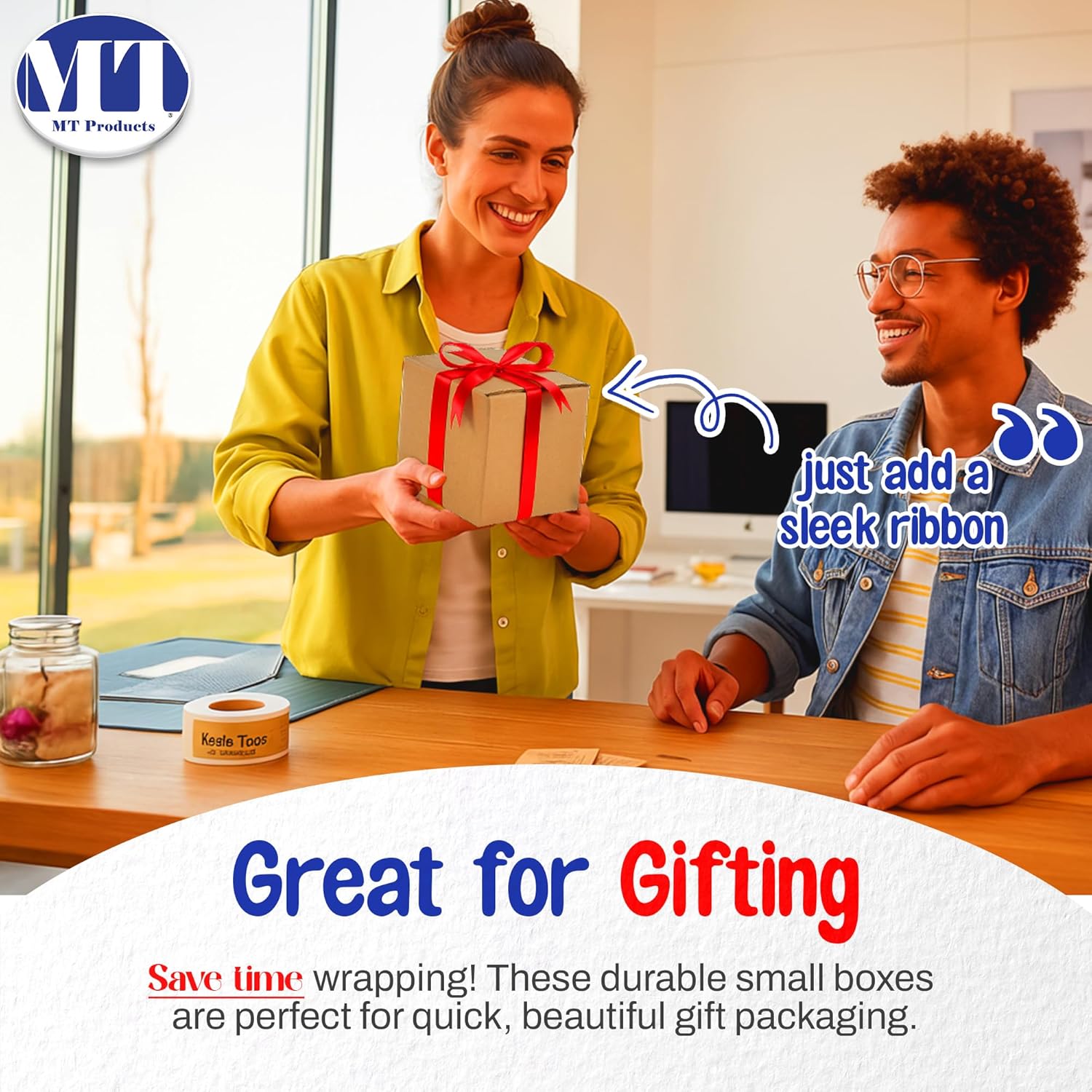 MT Products Sturdy Kraft Corrugated Cardboard Shipping Boxes 7" x 7" x 7" - Small Mailing/Moving Boxes for Transport - Pack of 10