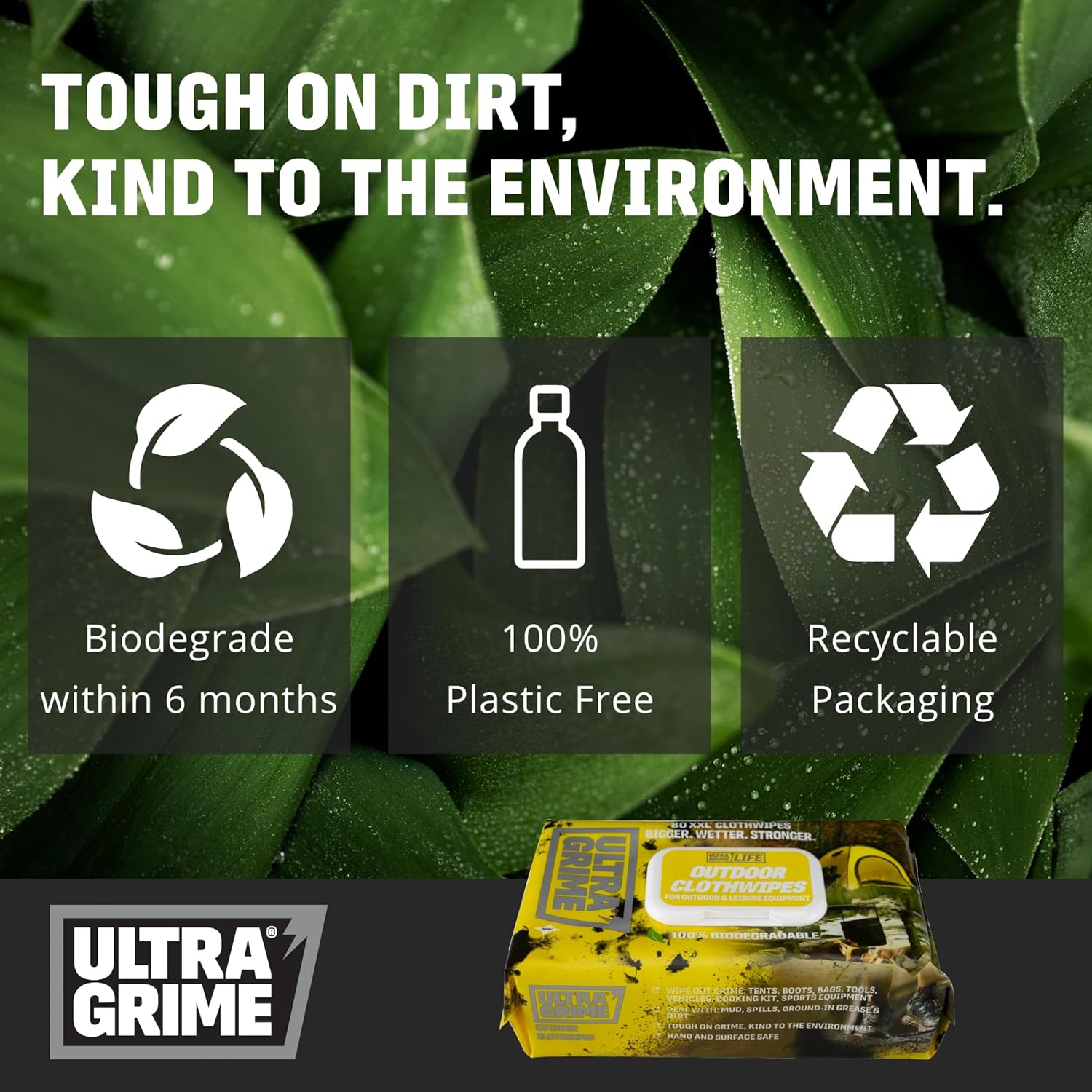 UltraGrime Outdoor XXL Biodegradable Wipes 80 Thick Wipes - Multi Purpose Wipes - Cleaning Wipes Heavy Duty Wipes - Multi Surface Wipes Wet Hand Wipes Heavy Duty Hand Cleaner 3 81mIlCAYCGL. AC SL1500