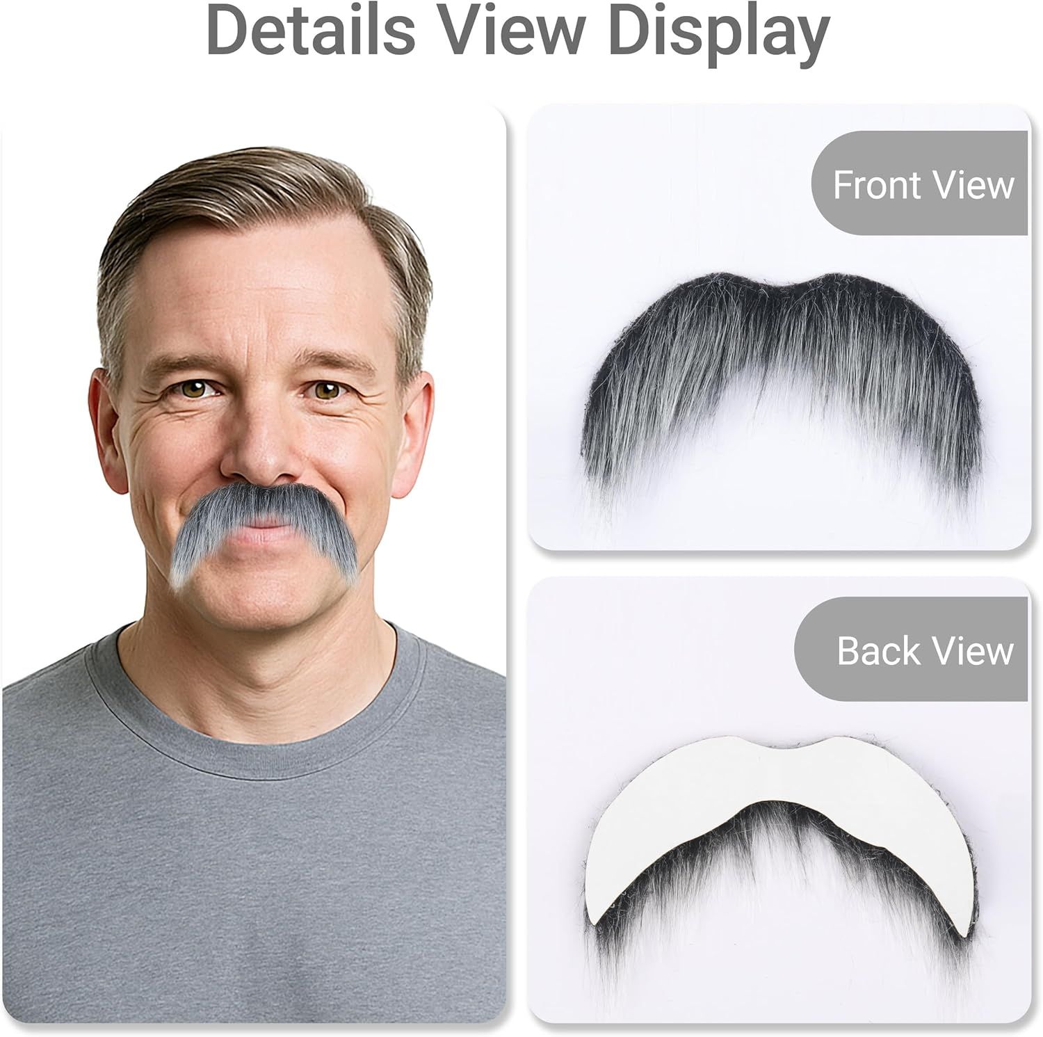 2Pcs Men Fake Mustache Realistic Mustaches Fake Facial Hair Beard for Cosplay Costume Halloween Parties - Image 3