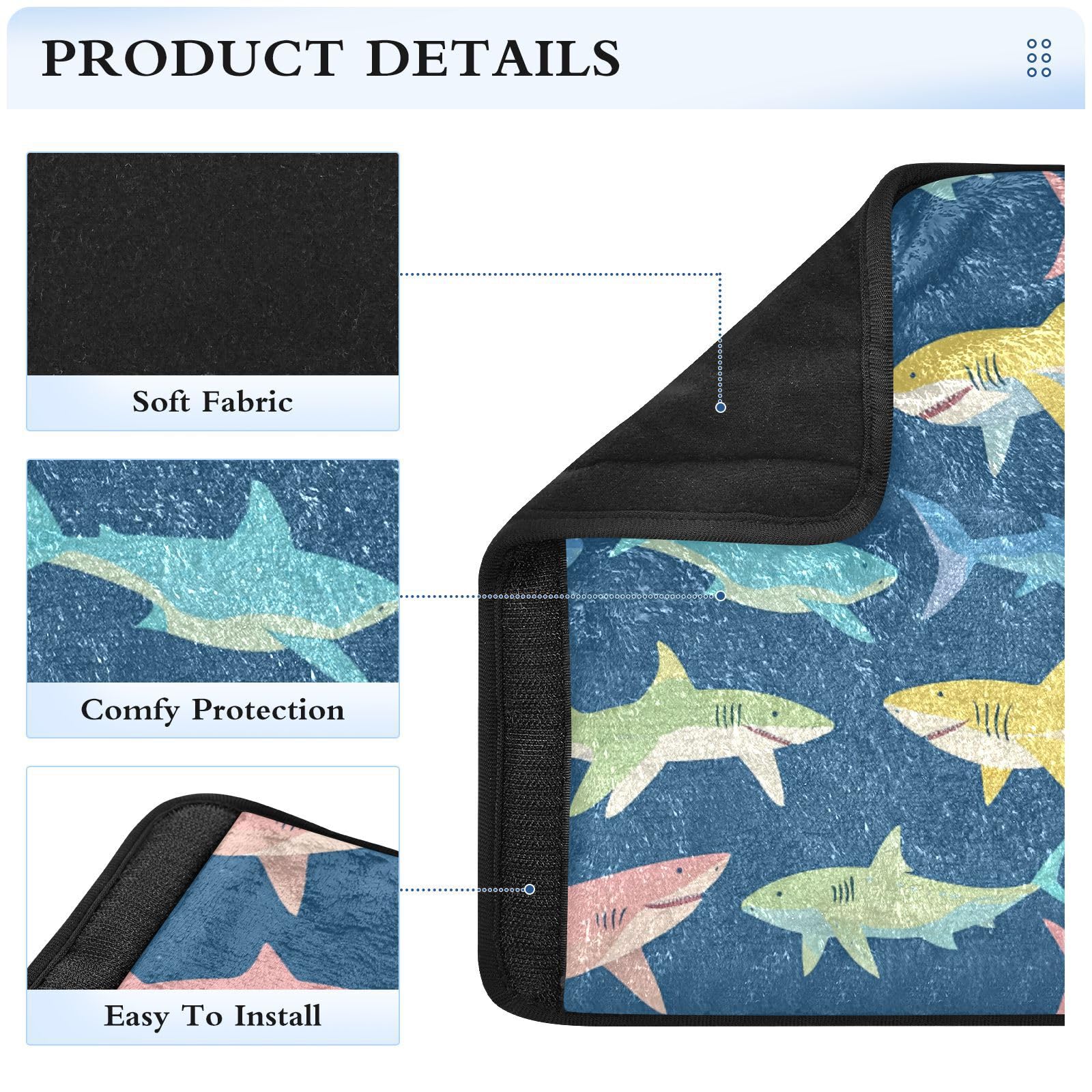 Seat Belt Covers 2 Pack Colorful Sharks Car Seats Strap Covers Super Soft Car Seats Neck Cover for Boys Girls Adults Babies M