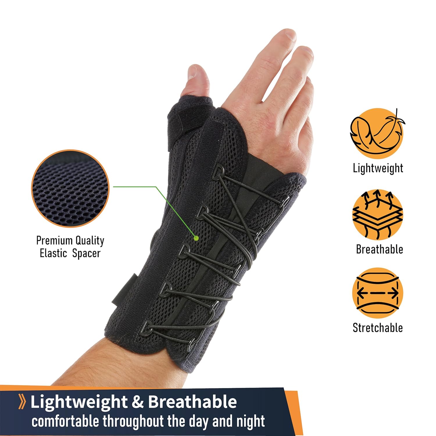 Comforband Quick-Strap Wrist & Thumb Spica Splint – Adjustable Support Brace for De Quervain's Tenosynovitis, Tendonitis, Arthritis, Sprains, and Fractures (Right Hand, S/M)