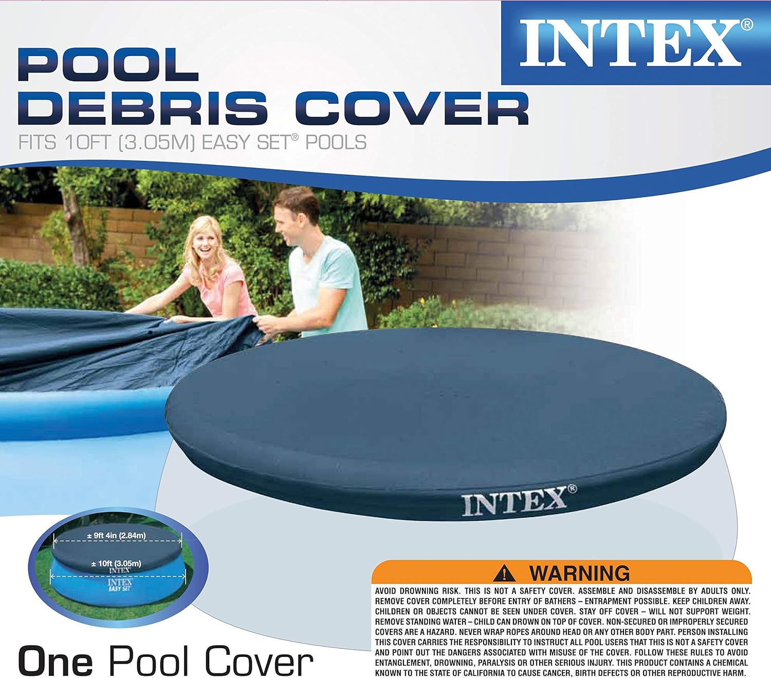 Intex 10 Foot Easy Set Above Ground Swimming Pool Debris Round Cover (2 Pack)